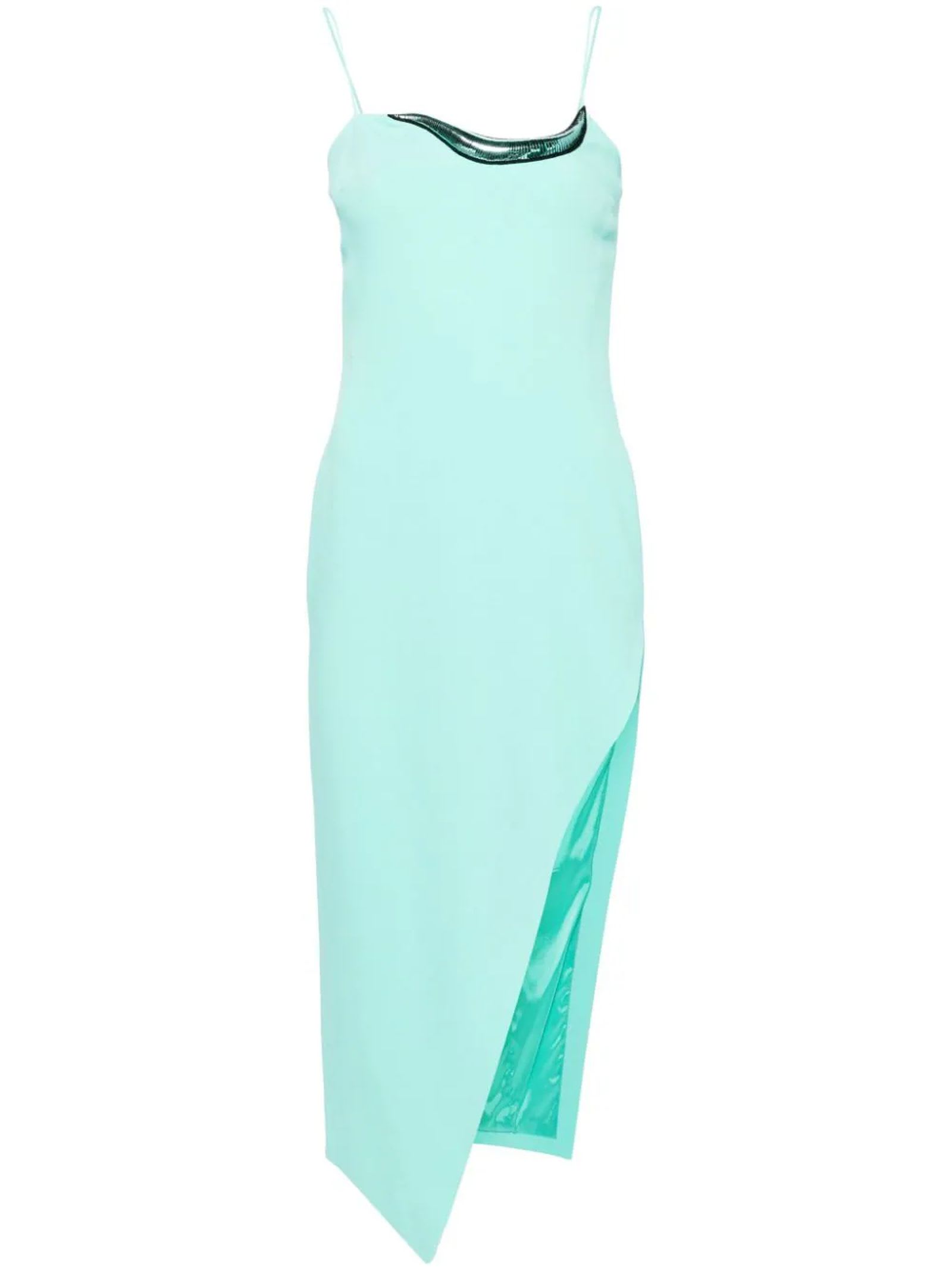 aqua green crepe midi dress