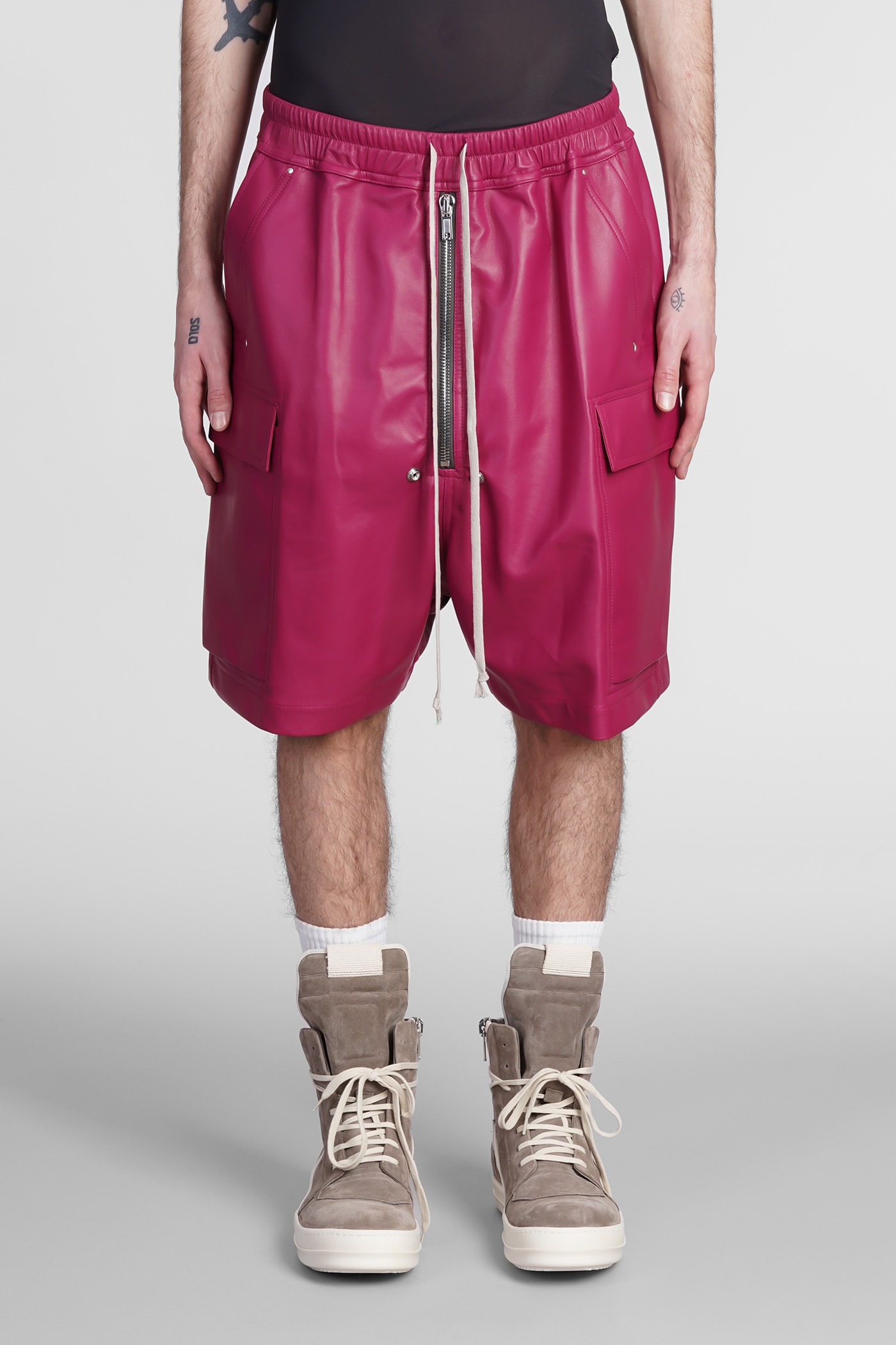 Rick Owens Shorts In Fuxia Leather | italist
