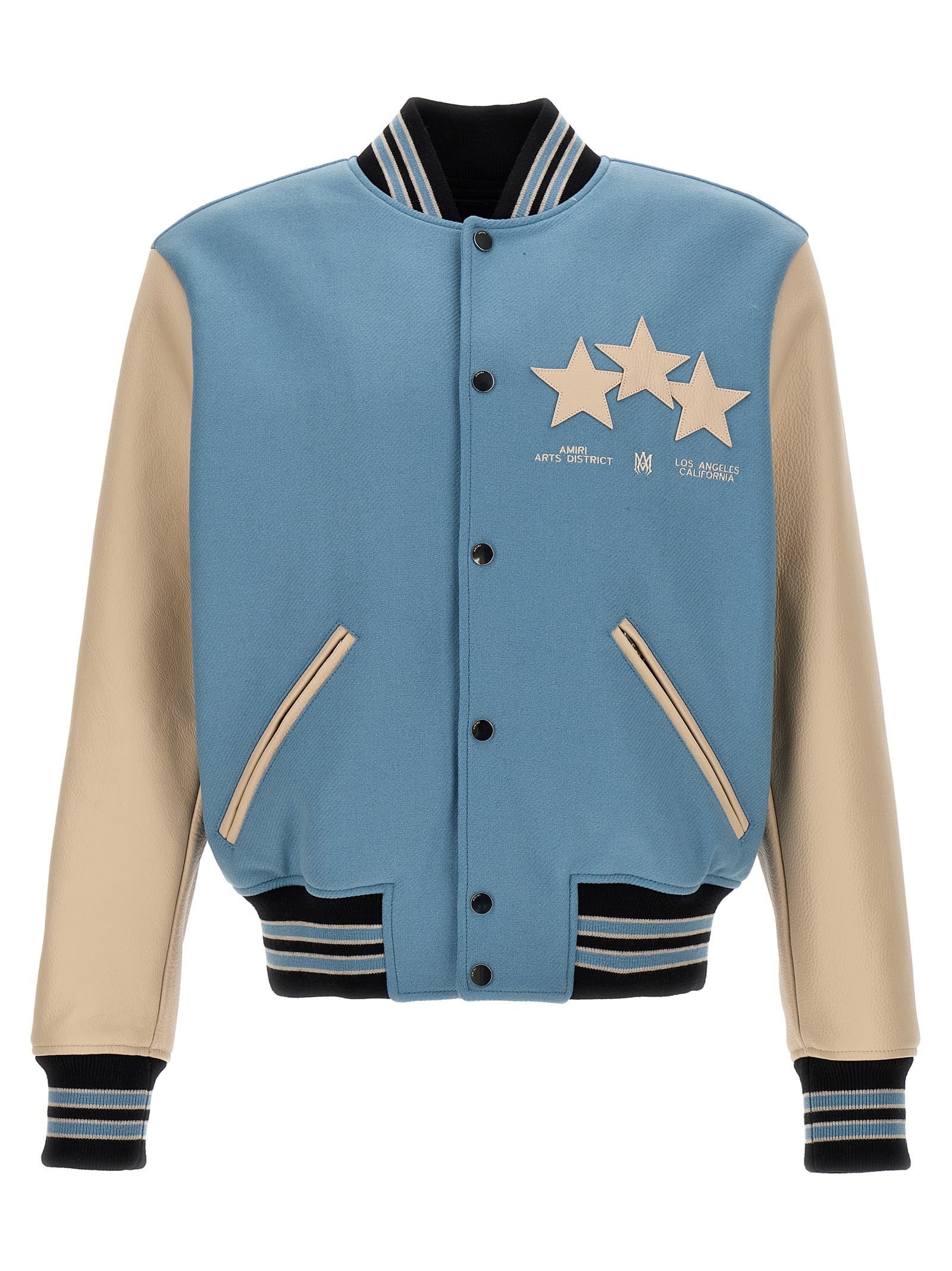【関税&送料込】Amiri Stars Varsity Jacket AMIRI Oversized Stars Varsity Jacket | Grey | FARFETCH