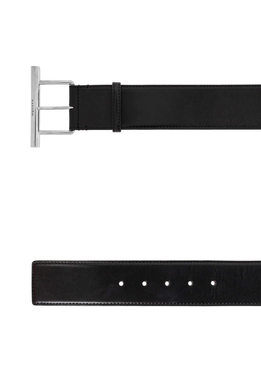 Alexander McQueen T-bar Buckled Logo Engraved Belt | italist
