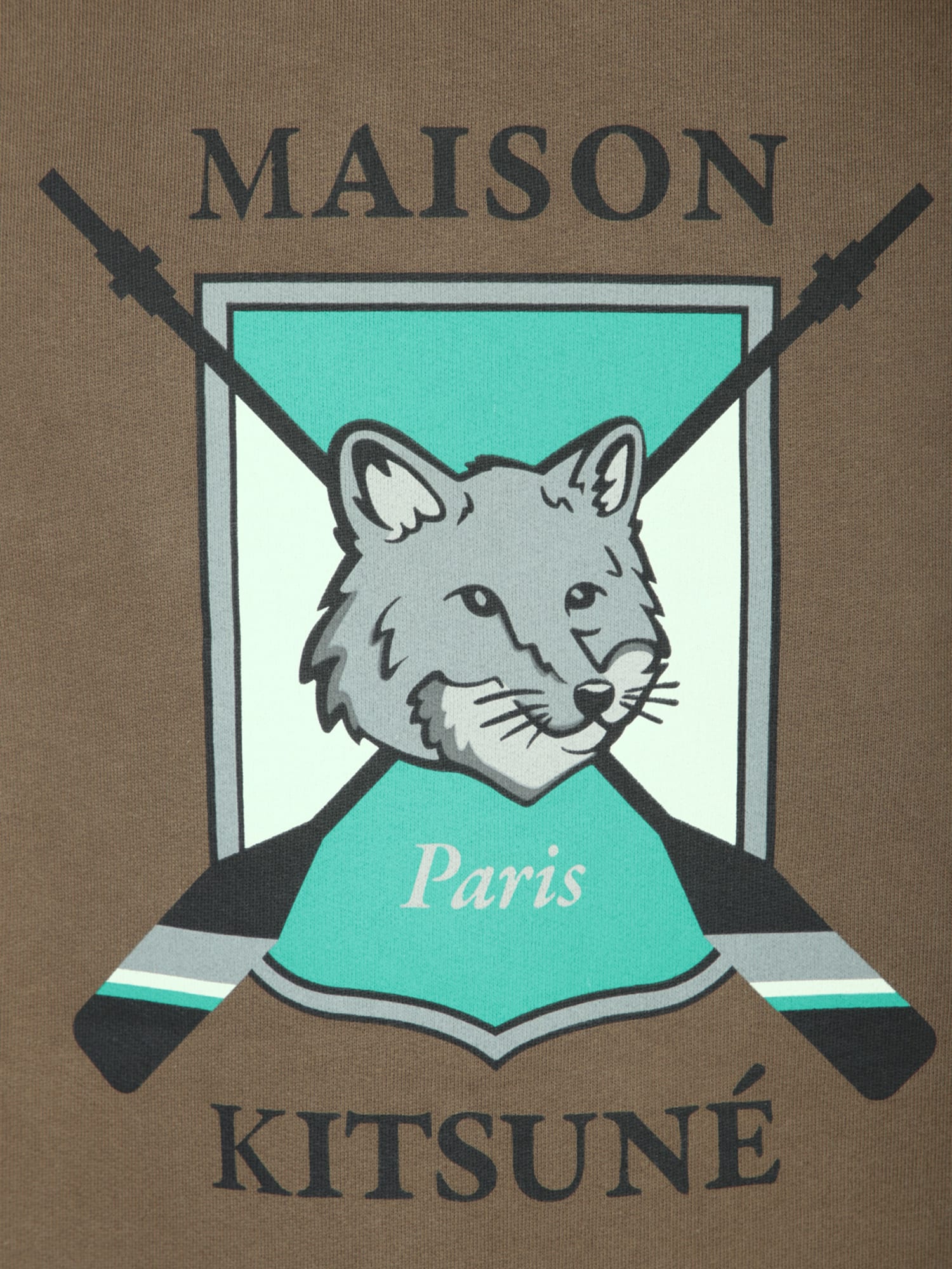 【送料&関税込】Maison KitsunAC College Print Fox Sweatshirt Maison Kitsuné College Print Fox Sweatshirt Khaki | italist