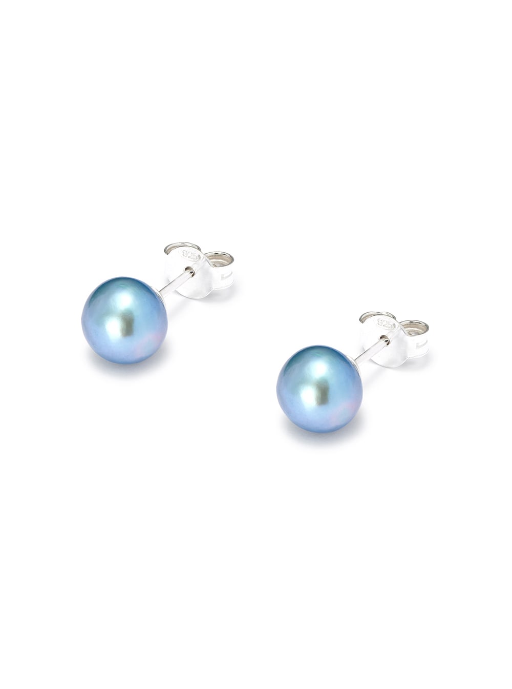 Blue pearl stud earrings sales