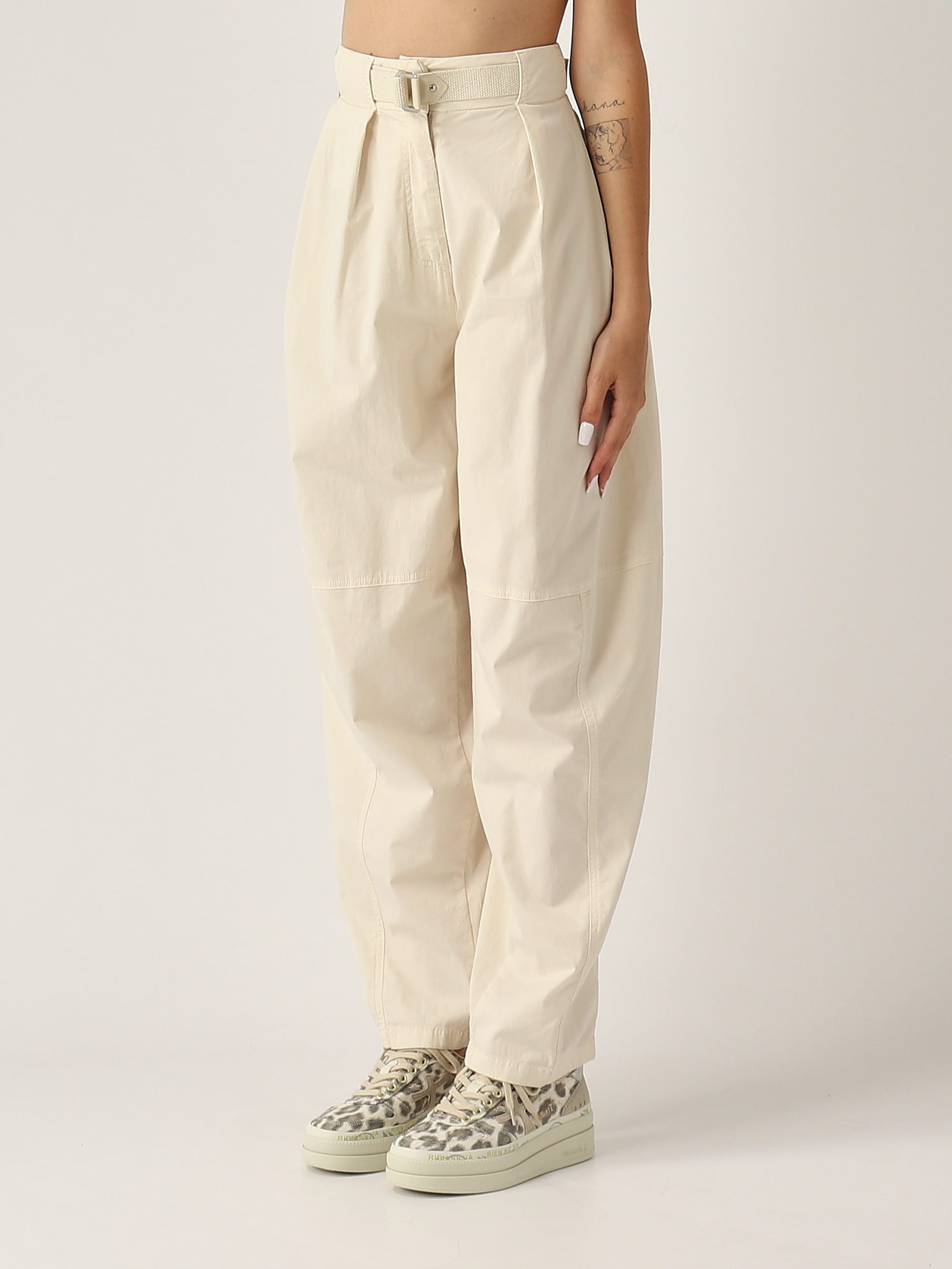 パンツ PINKO Woman Pants Brown 100561A20R L06 Pinko Wendy narrow-waisted wide leg stretch cotton trousers