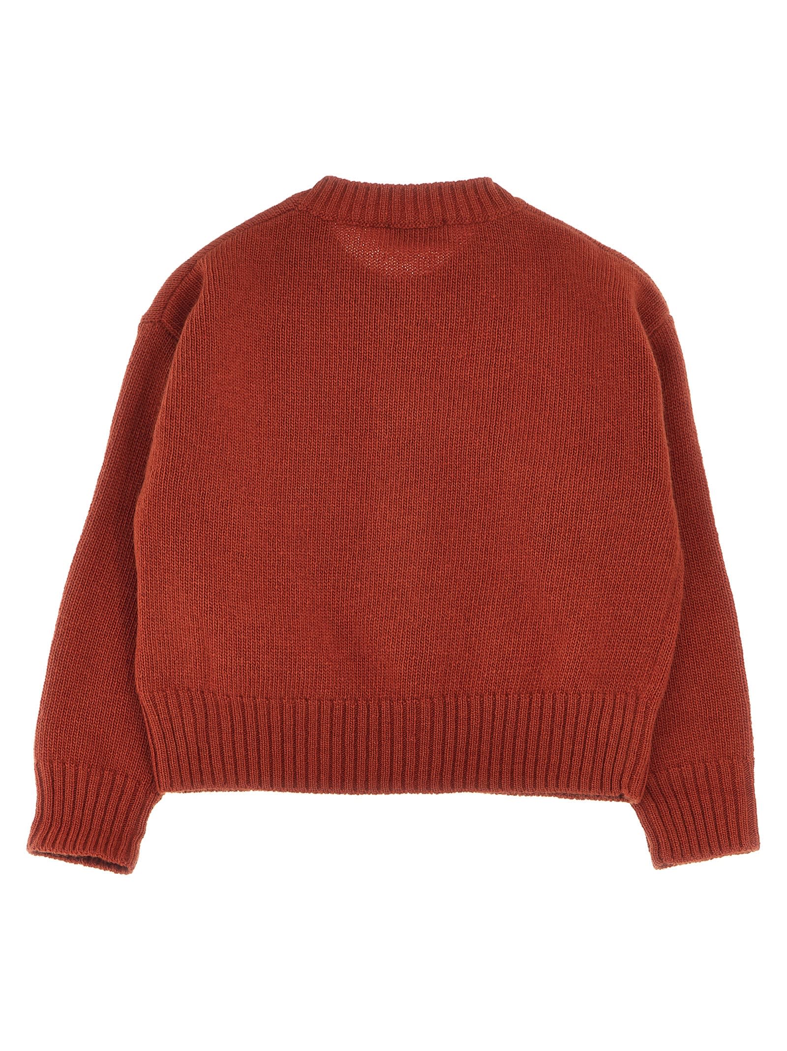 Embroidered Virgin Wool Sweater in Red - Il Gufo