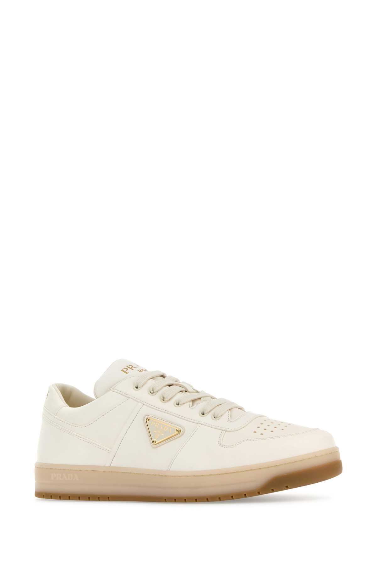 Prada Ivory Nappa Leather Downtown Sneakers | italist