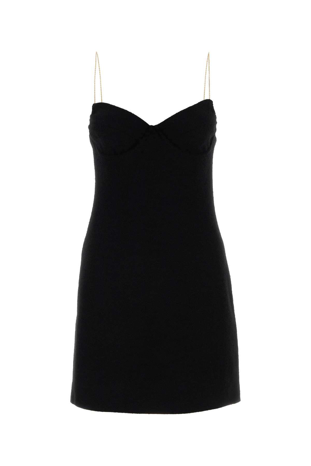 black stretch wool blend mini dress