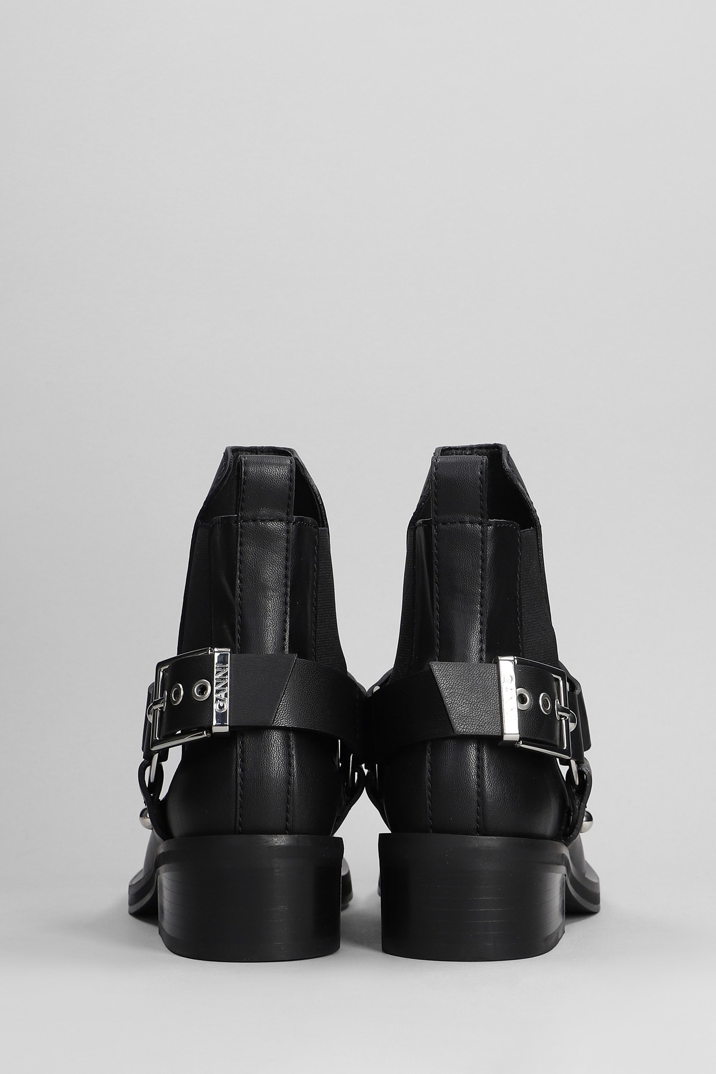 Ganni High Heels Ankle Boots In Black Leather | italist