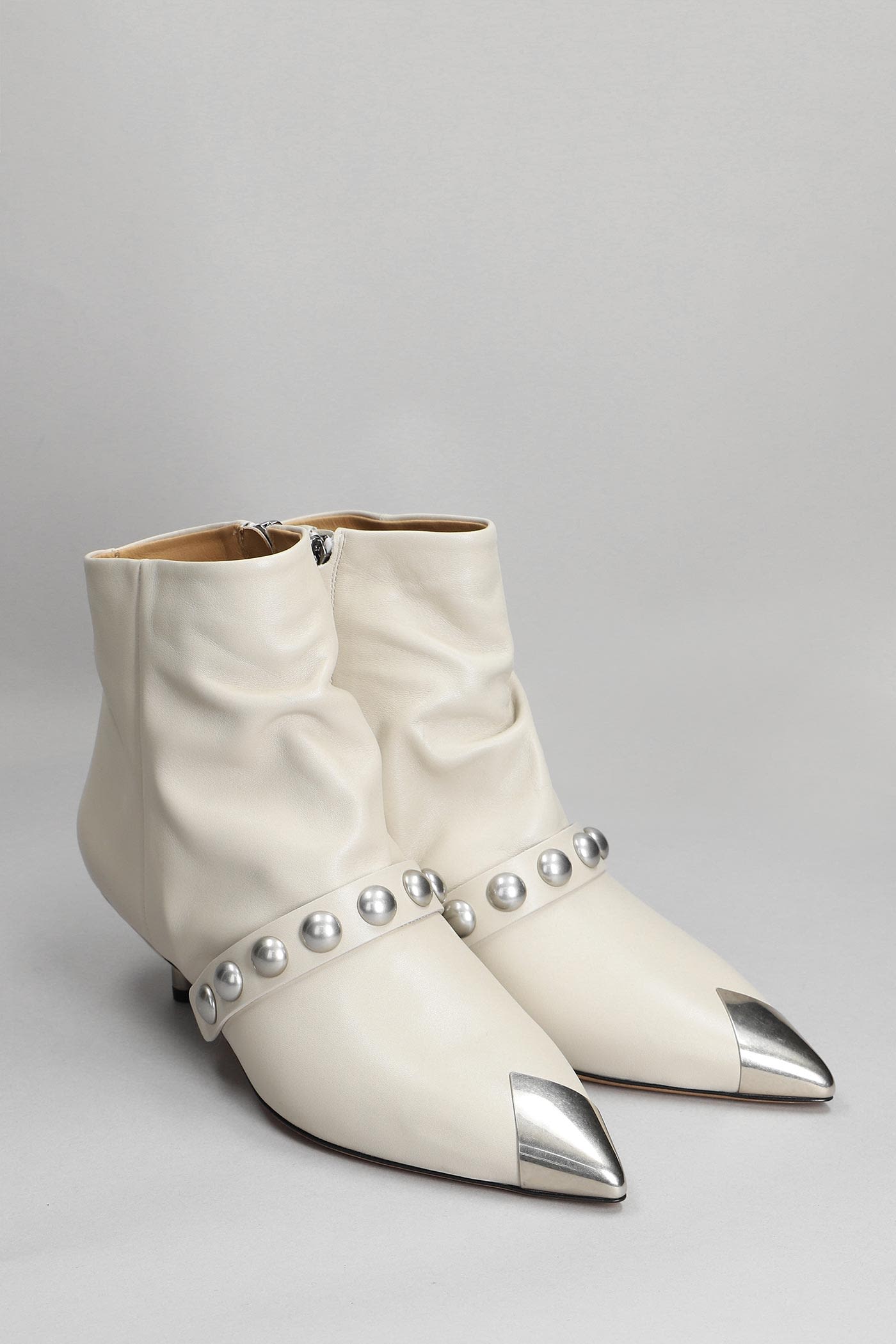 Isabel Marant Donatee Low Heels Ankle Boots In Beige Leather In