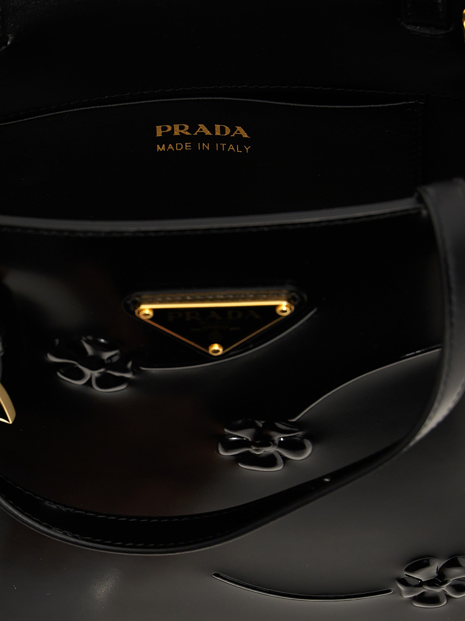 Prada 'flower' Mini Shopping Bag in Black