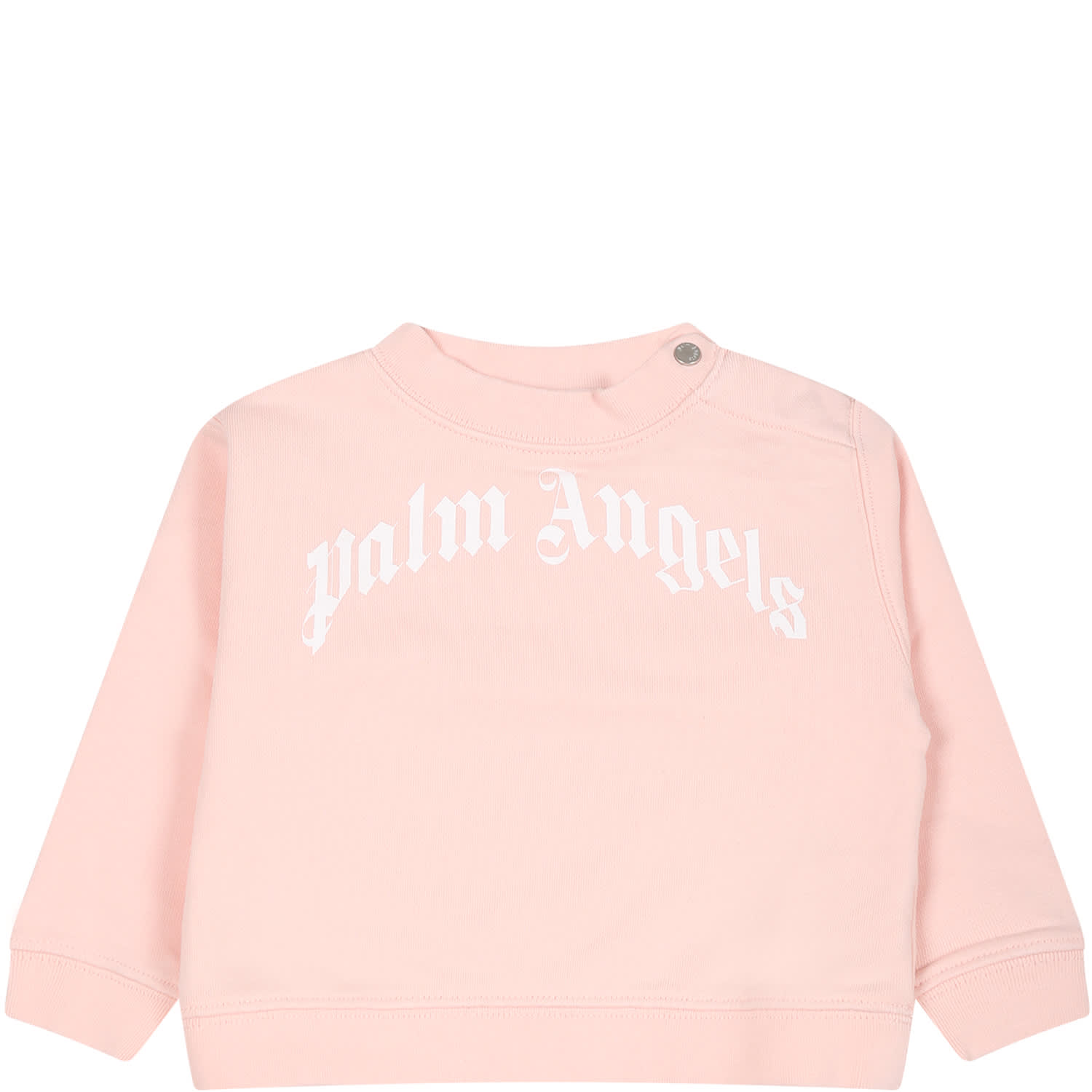 Palm Angels Pink Sweatshirt For Baby Girl With Logo ニットウェア