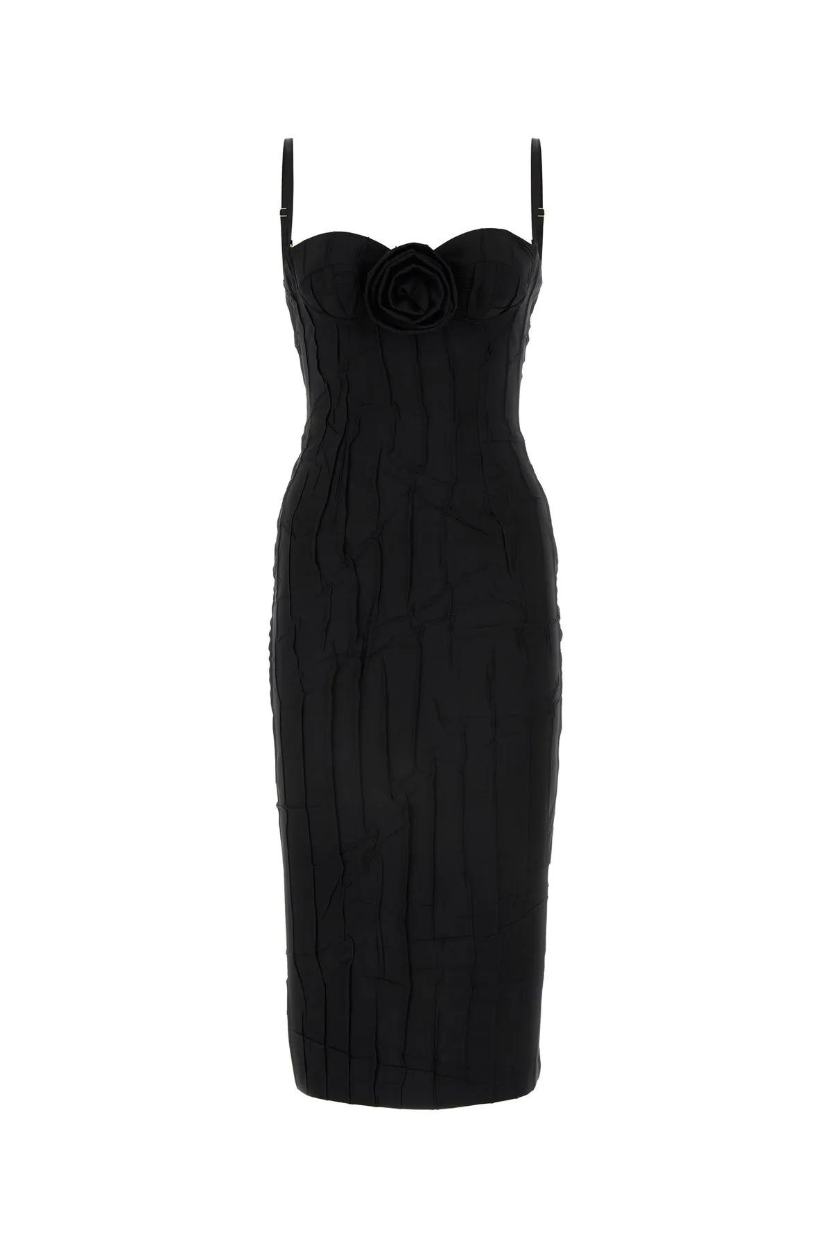 black polyester dress