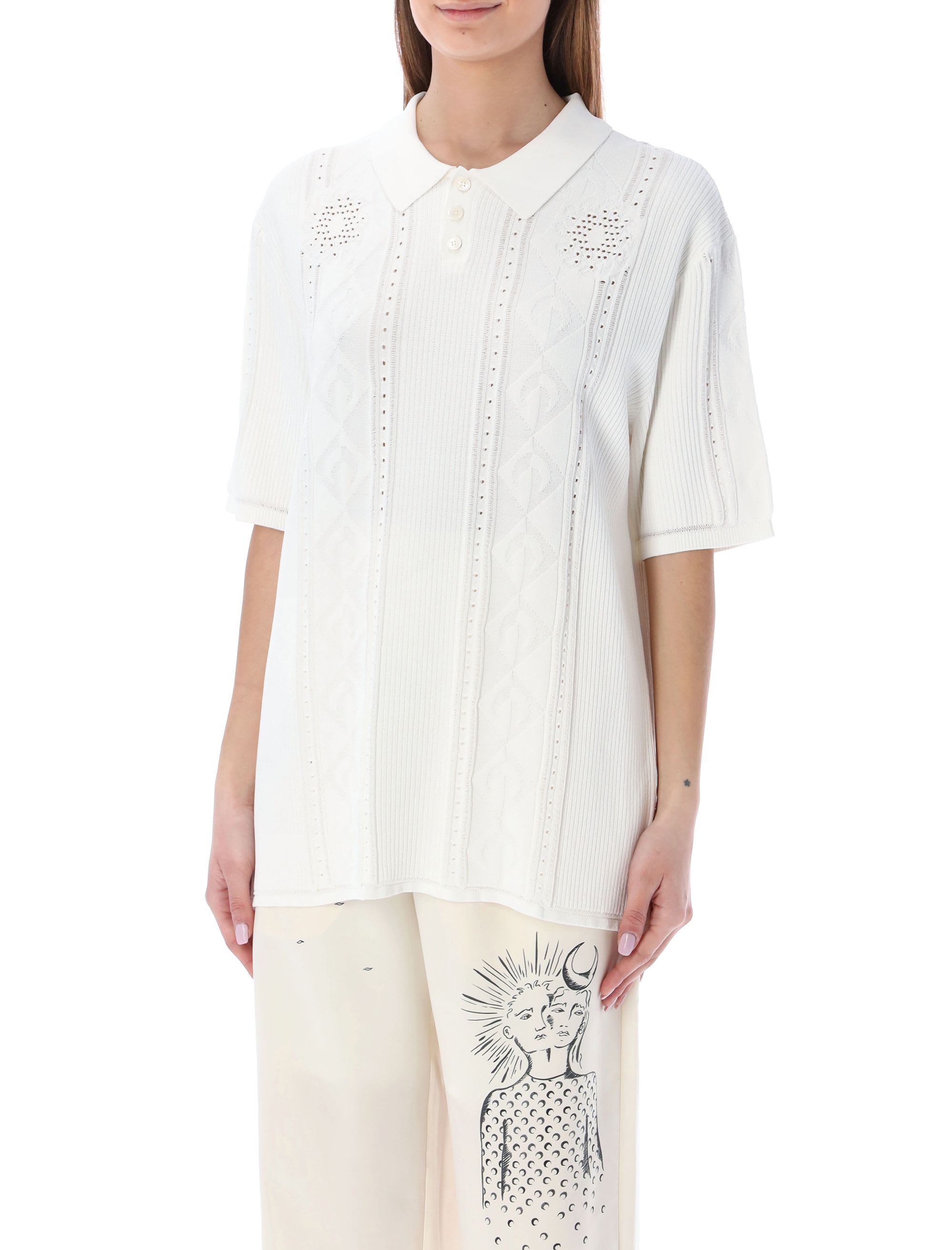 トップス MARINE SERRE KNIT POLO Buy Marine Serre Polo Sweater 'Blue' - T302FW22MU JERCO029