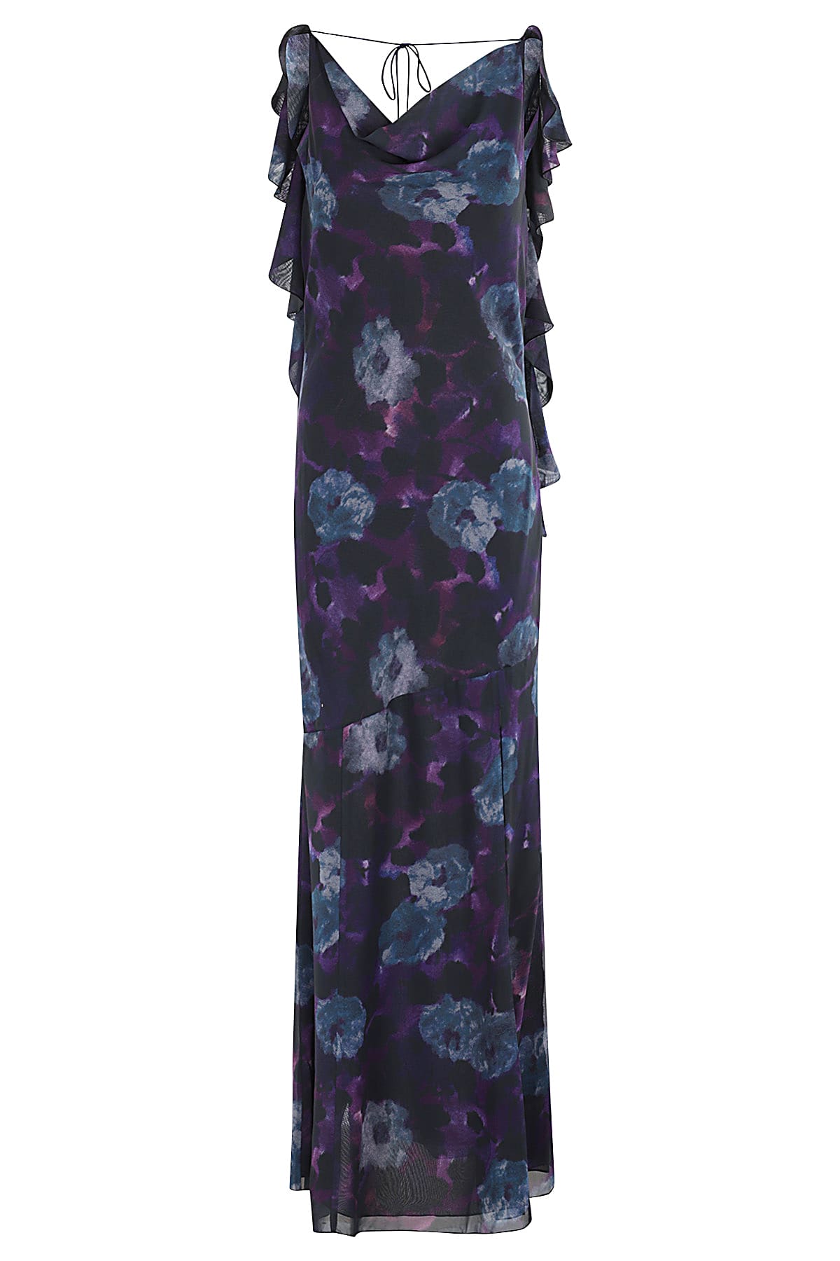 Rotate by Birger Christensen Chiffon Maxi Ruffle Dress