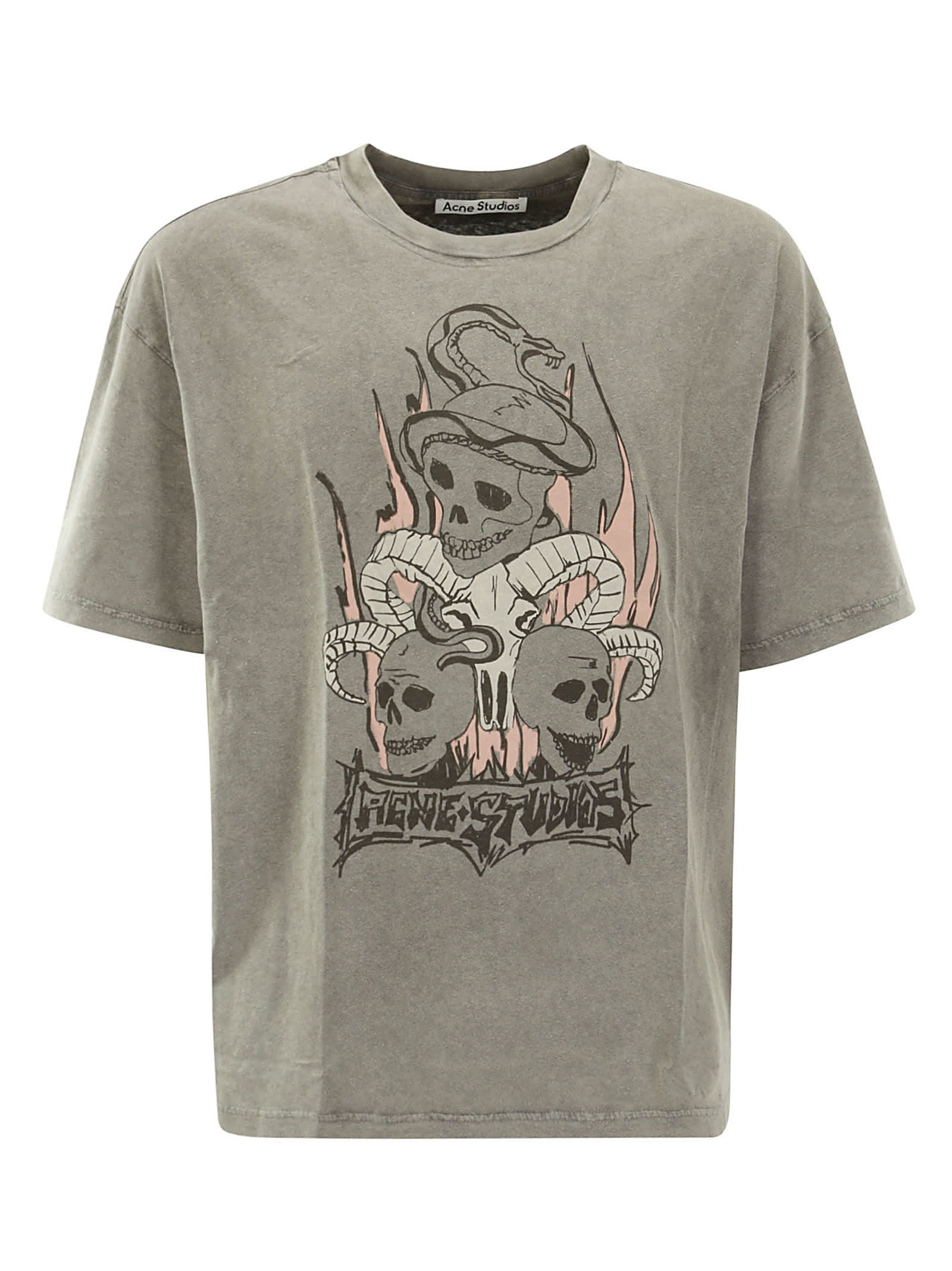 Acne Studios: グレー＆ホワイト レイヤード プリントTシャツ