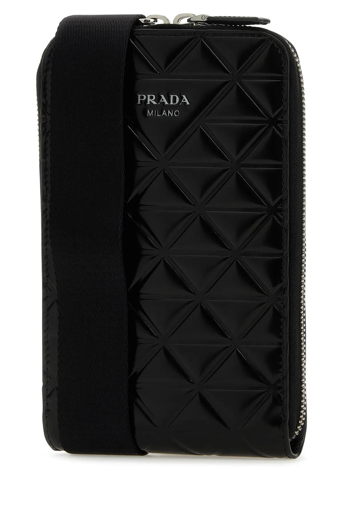 PRADA iPhone用ケース ブラック レザー Black Saffiano Leather Cover For Iphone 15 Pro | PRADA