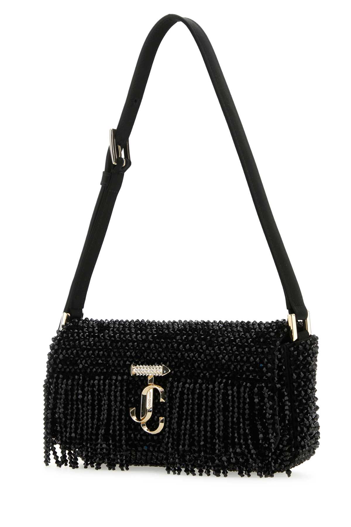 【関税&送料込】Jimmy Choo Black Satin Mini Avenue Shoulder Jimmy Choo Black Satin Mini Avenue Shoulder Bag | italist