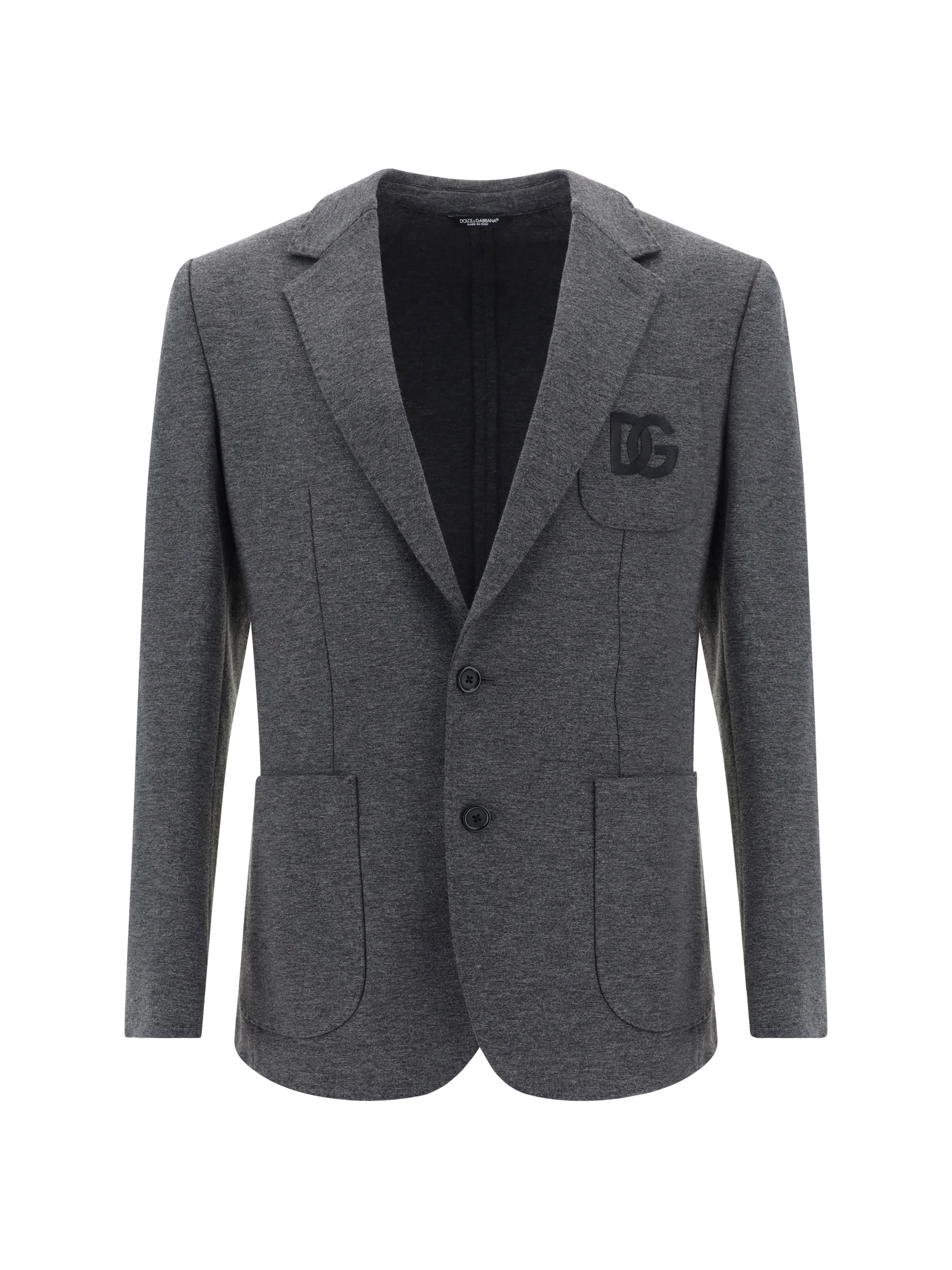 ジャケット DOLCE & GABBANA GRAPHITE WOOL BLAZER Cotton and viscose blazer with animalier print lining DOLCE