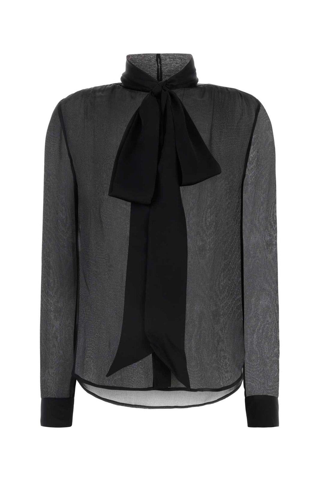 Saint Laurent Pussy-bow Long-sleeved Top | italist