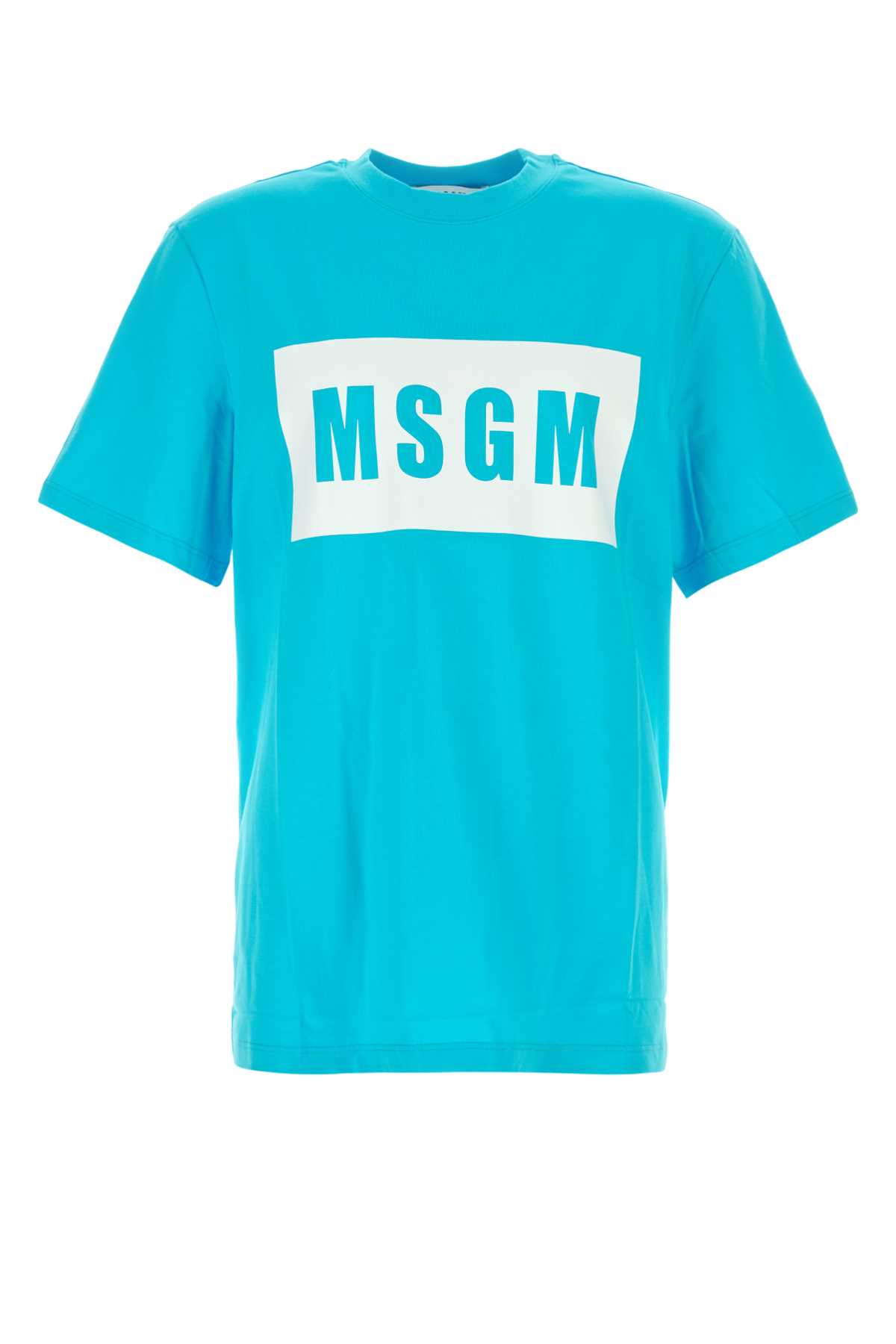 Tシャツ・カットソー MSGM SS24 Light blue cotton t-shirt (3640MM520247002 84) MSGM Light Blue Cotton T-shirt | italist