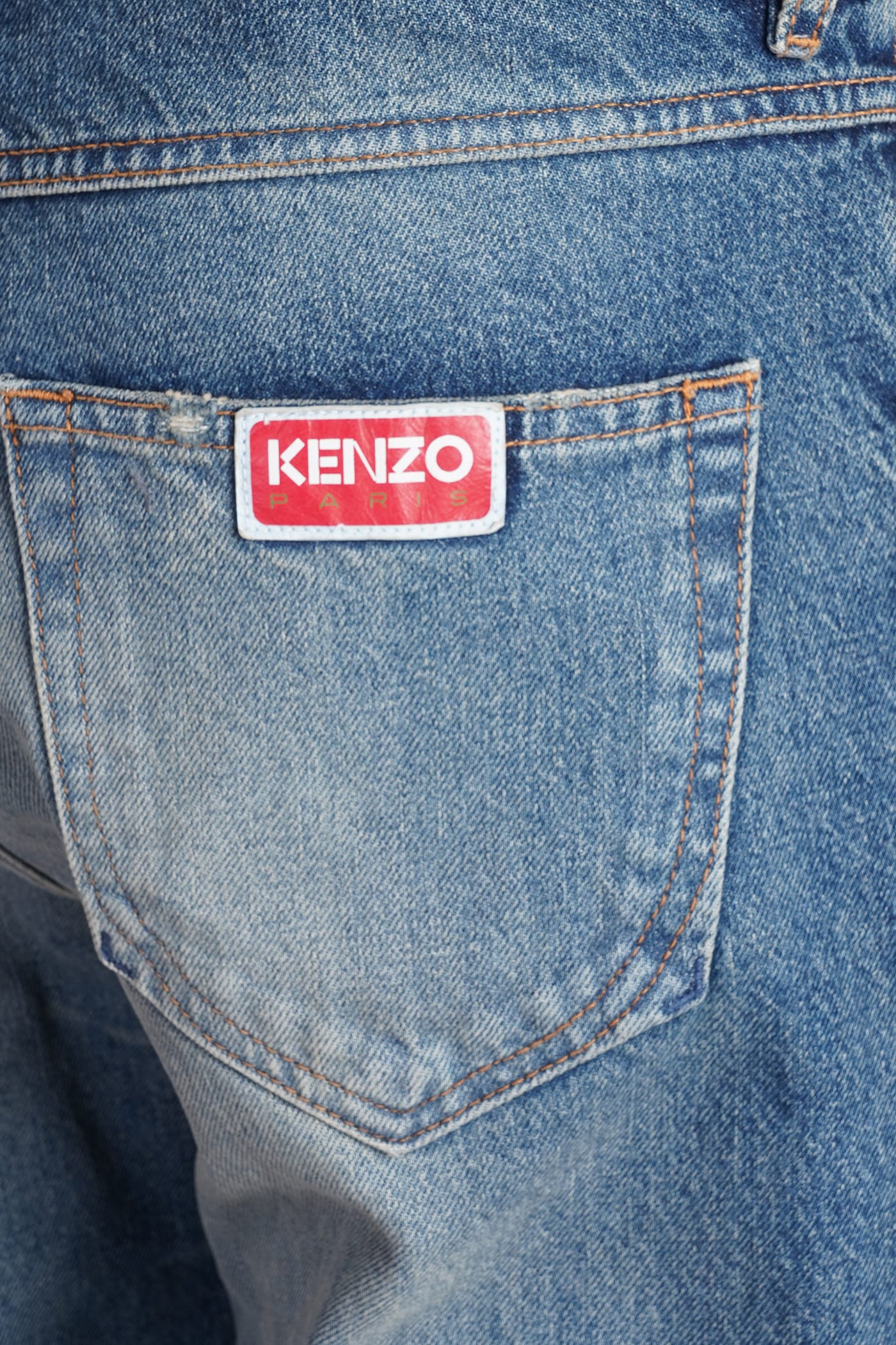 Kenzo Monogram Arron Cotton Denim Jeans In Navy