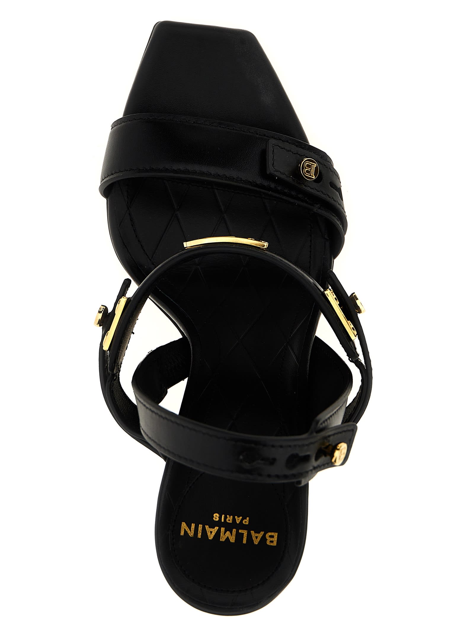 【関税＆送料込み】Balmain 'B-Buzz' Sandals balmain-b-buzz-calfskin-blk-