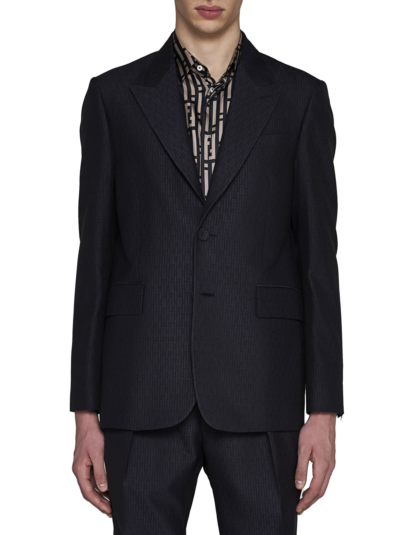 【送料&関税込】Fendi Ff Stripes Jacquard Wool Blazer Fendi Ff Stripes Jacquard Wool Blazer | italist
