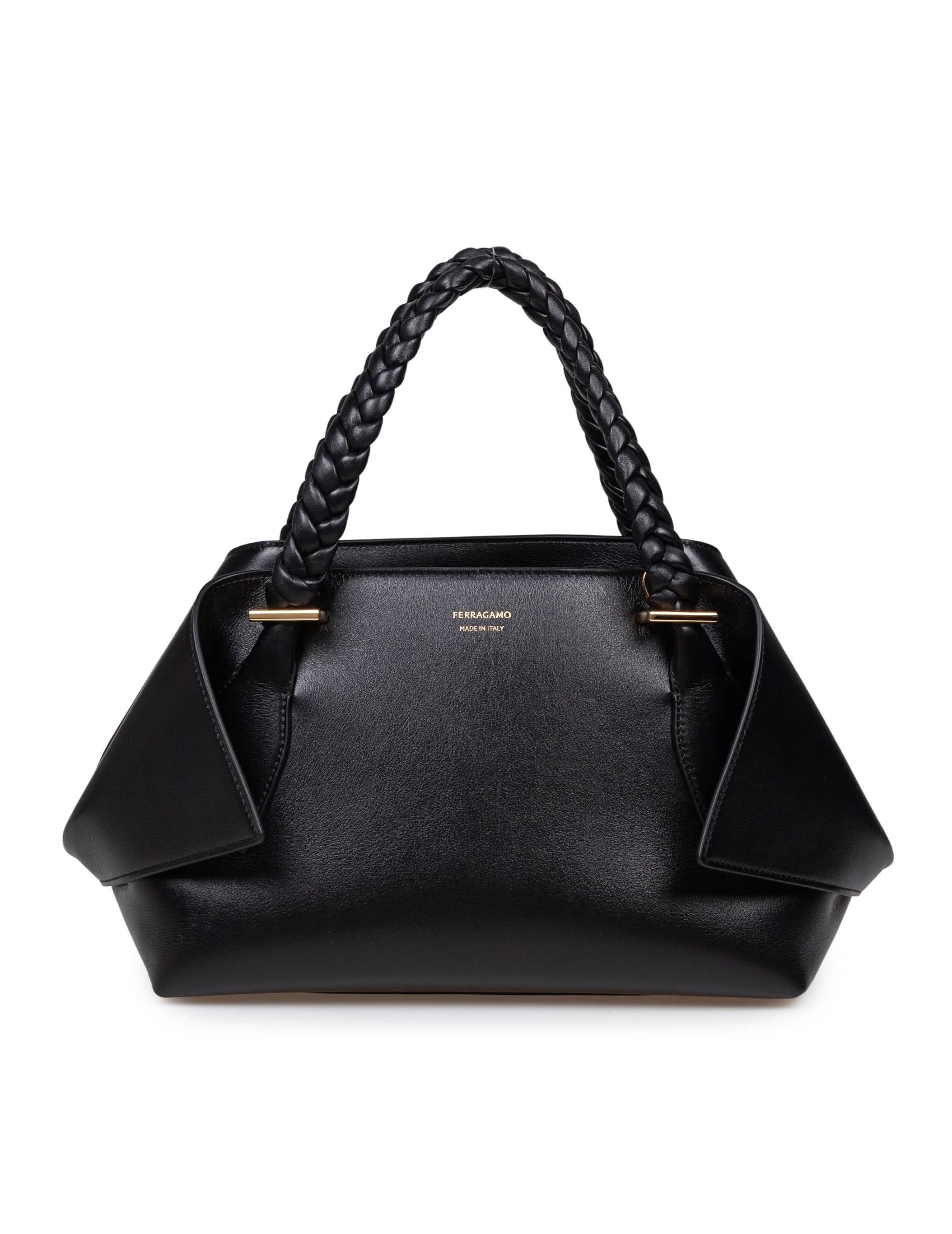 【送料&関税込】Ferragamo Scarf Sh M Handbag In Calfskin Col Ferragamo Scarf Sh Handbag In Calfskin Color Black | italist