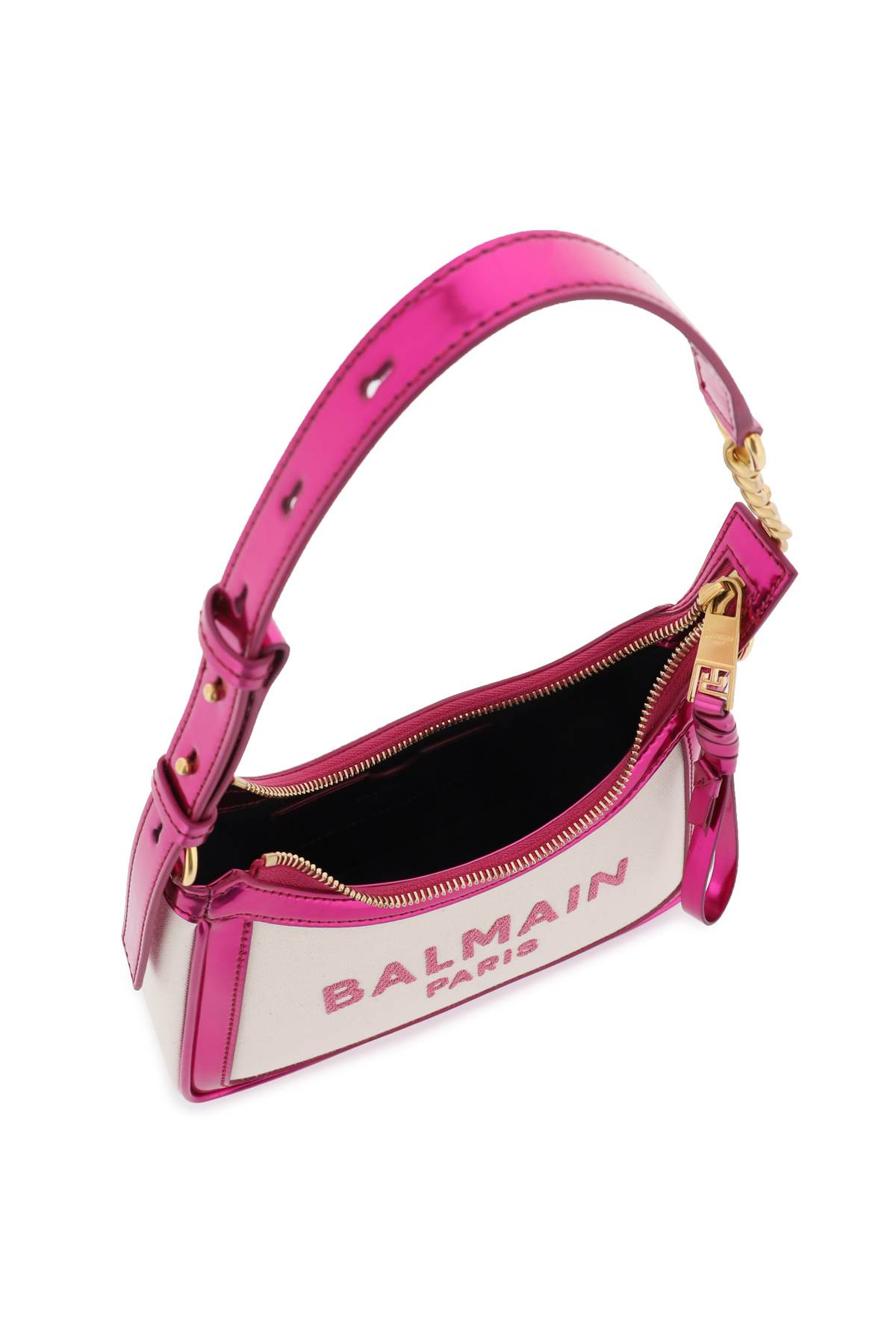 BALMAIN B-Army Woven Raffia Shoulder Bag Natural Fuchsia – Past