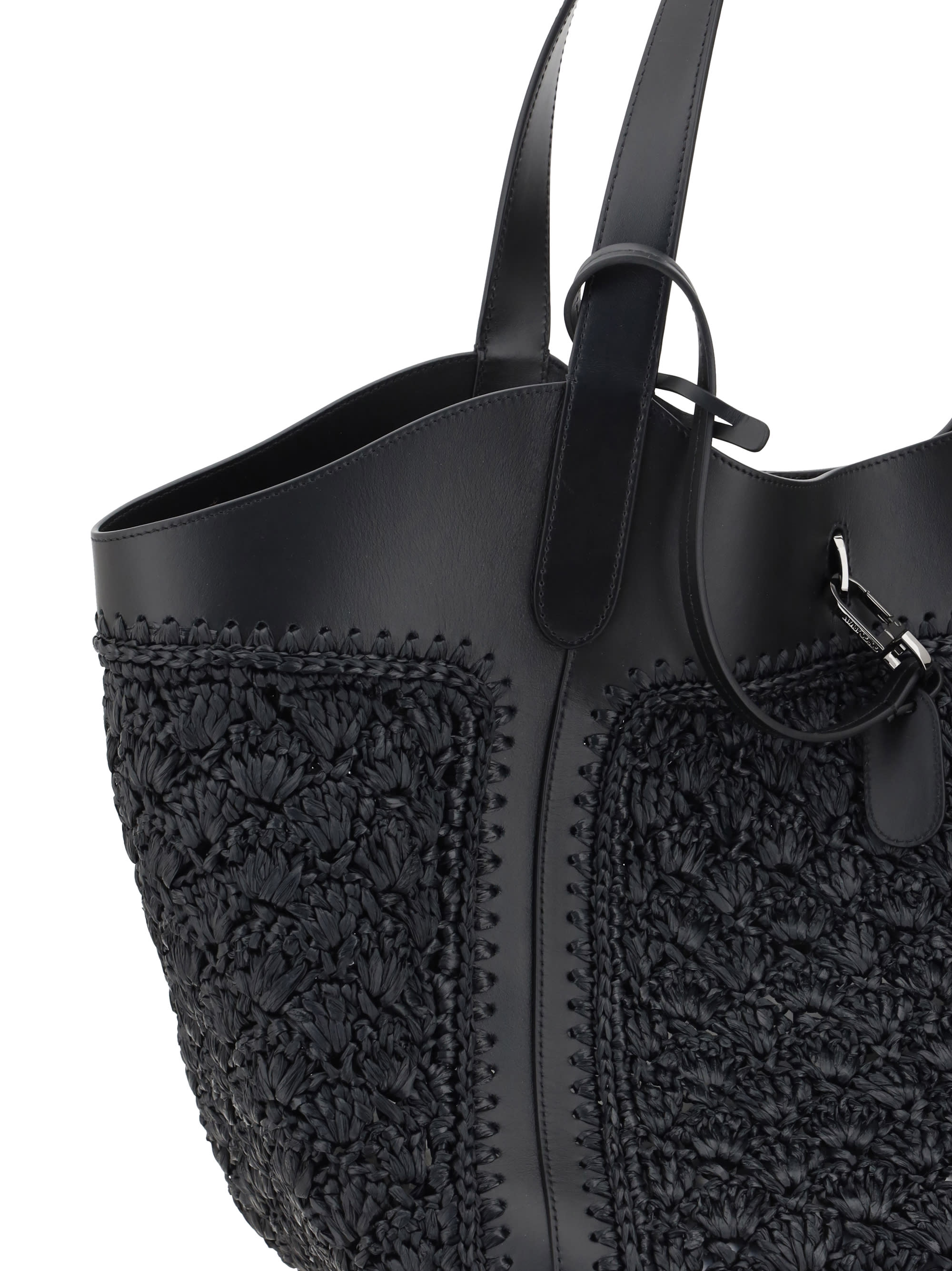 Giorgio Armani Leather And Raffia Shoulder Bag | italist, ALWAYS