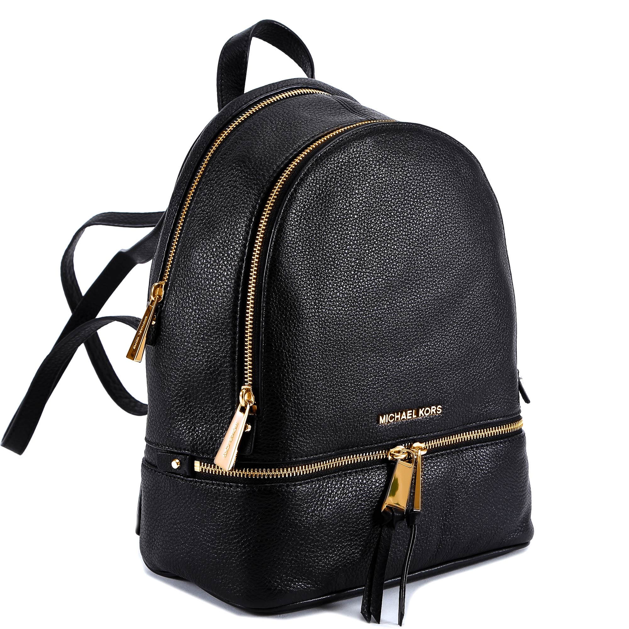 MICHAEL KORS RHEA ZIP BACKPACK IN HAMMERED LEATHER Woman Black