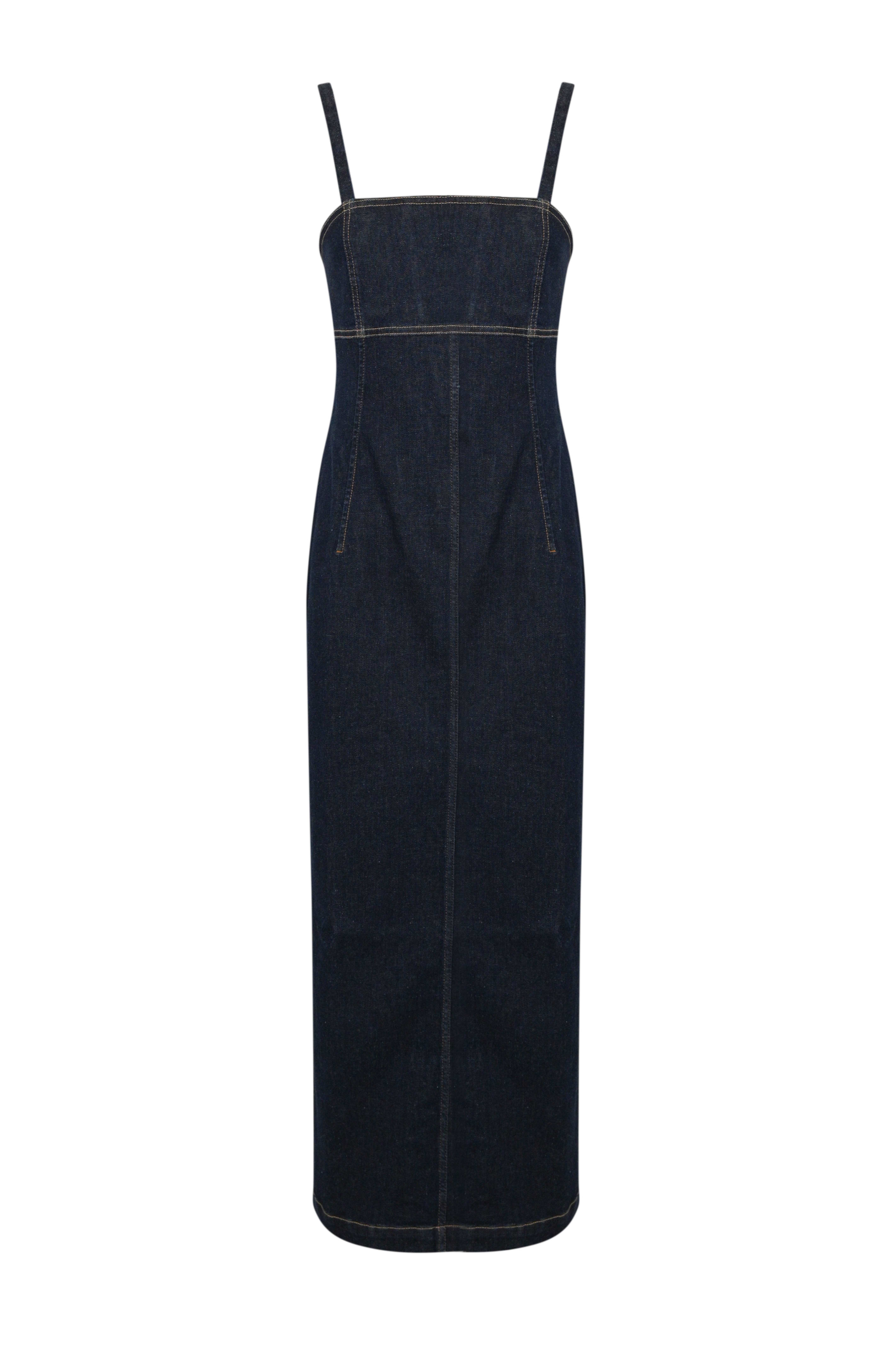 slim denim bustier dress