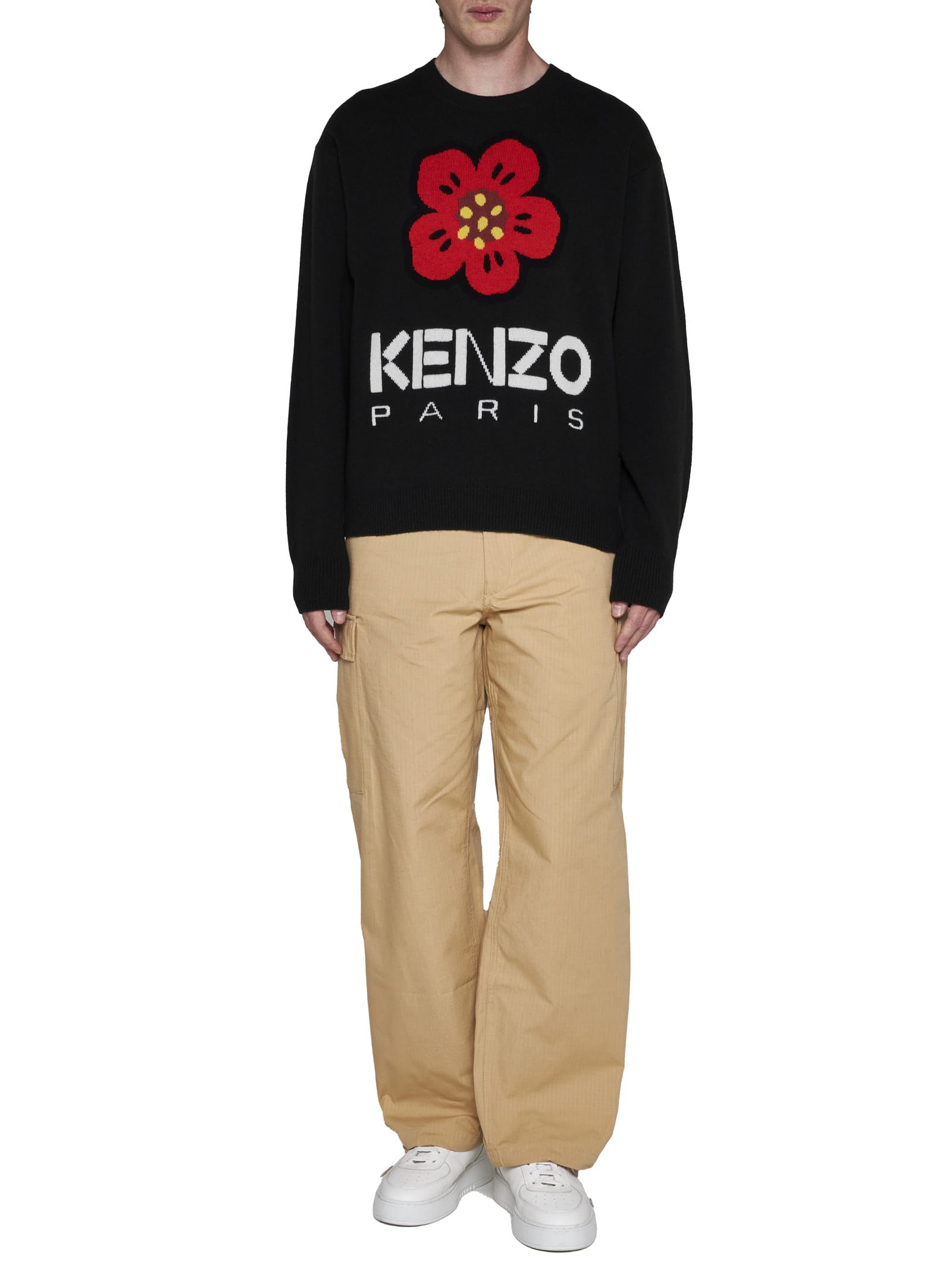 【送料&関税込】Kenzo boke Flower Black Wool Sweater Boke Flower wool sweater KENZO Men Tg. S FE65PU4843LC 99J