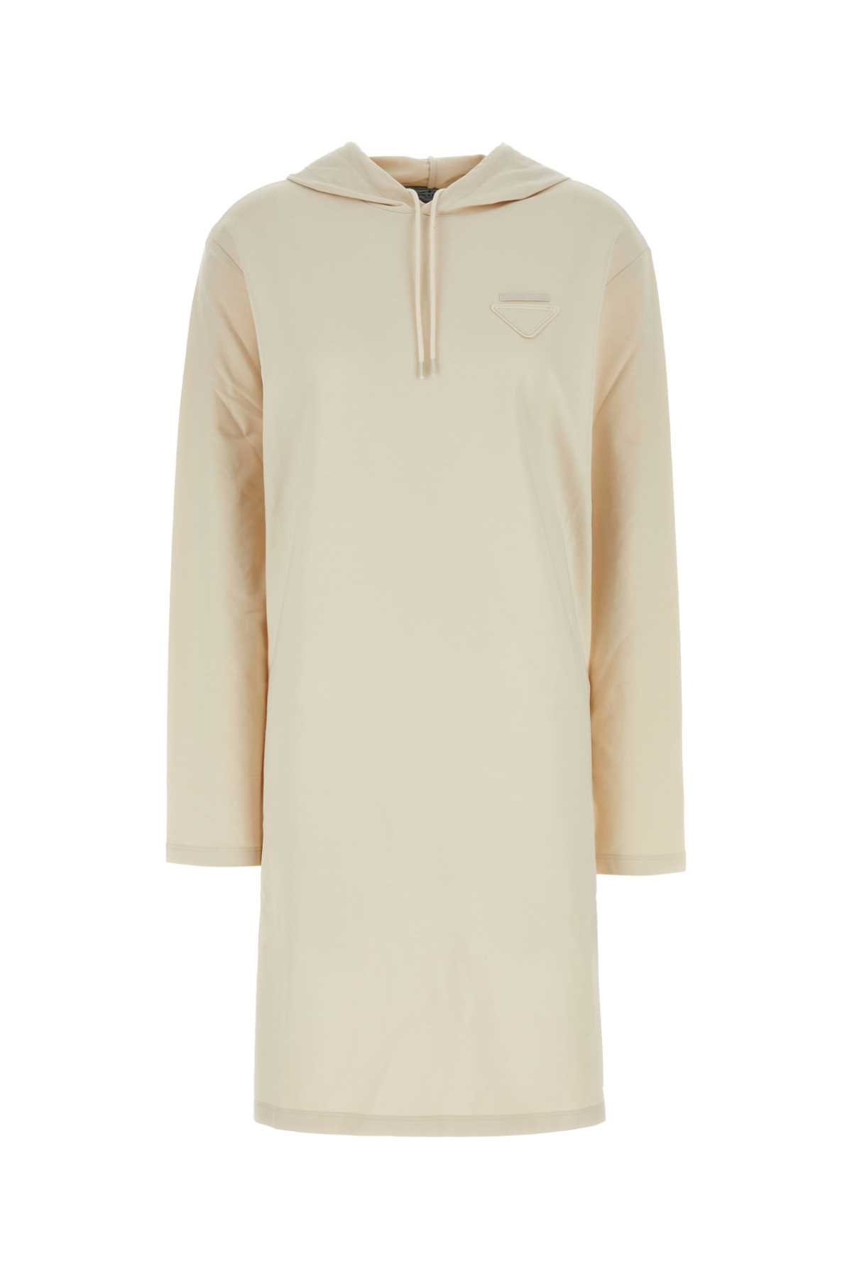 cream stretch cotton sweatshirt dress