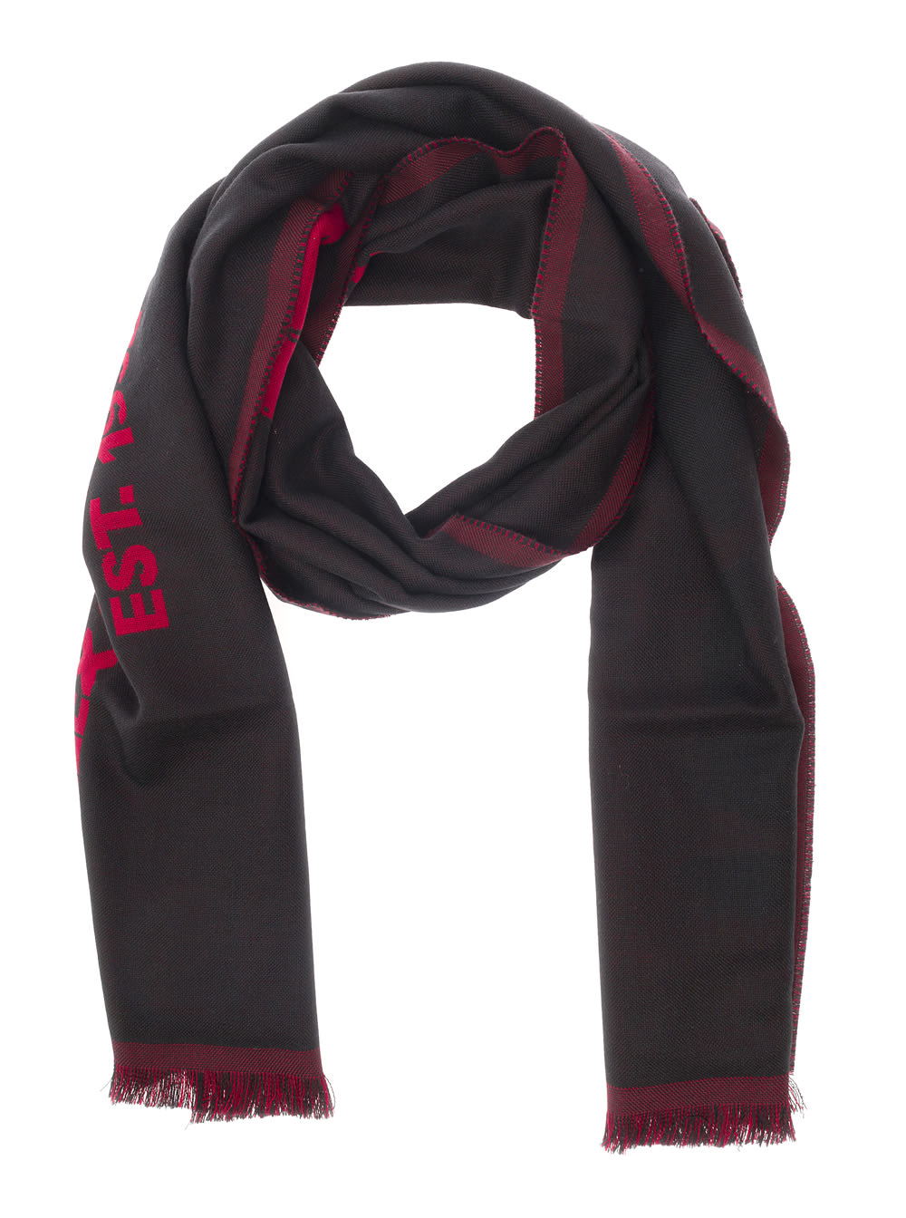 Alexander McQueen Red And Black Scarf With Jacquard Logo In