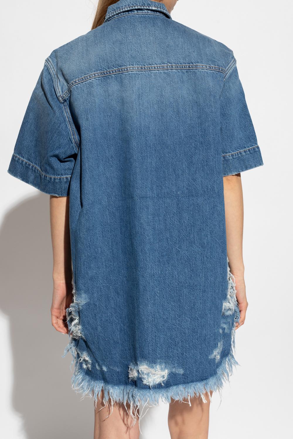 【送料&関税込】Stella McCartney Denim Shirt Dress Puff-sleeve denim shirt dress in blue - Stella Mc Cartney