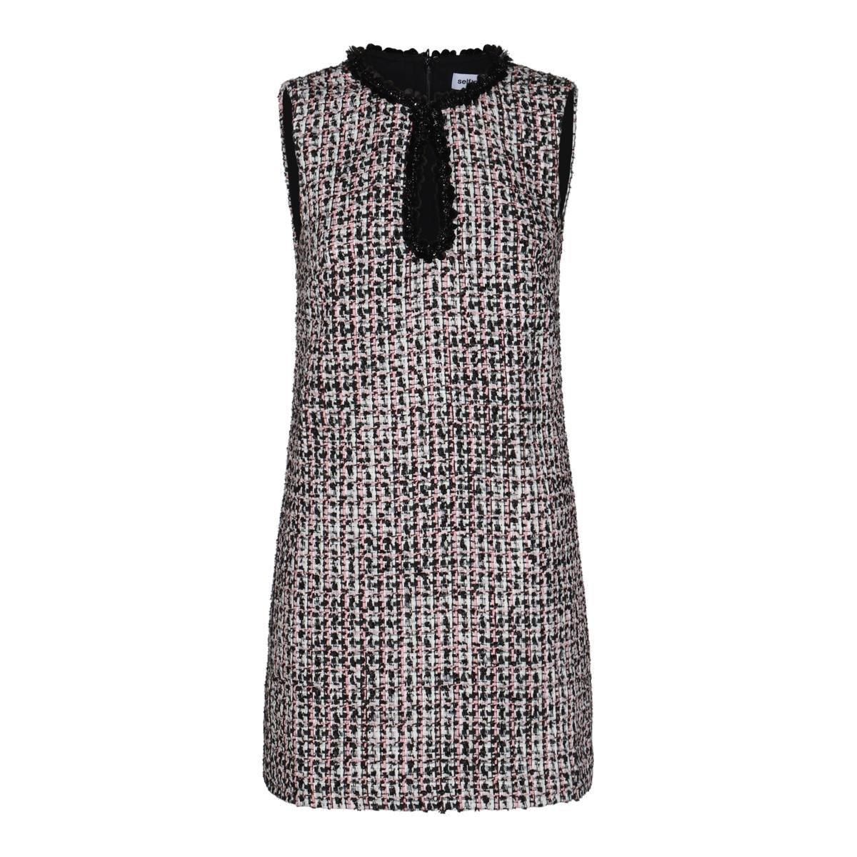 boucle embellished mini dress