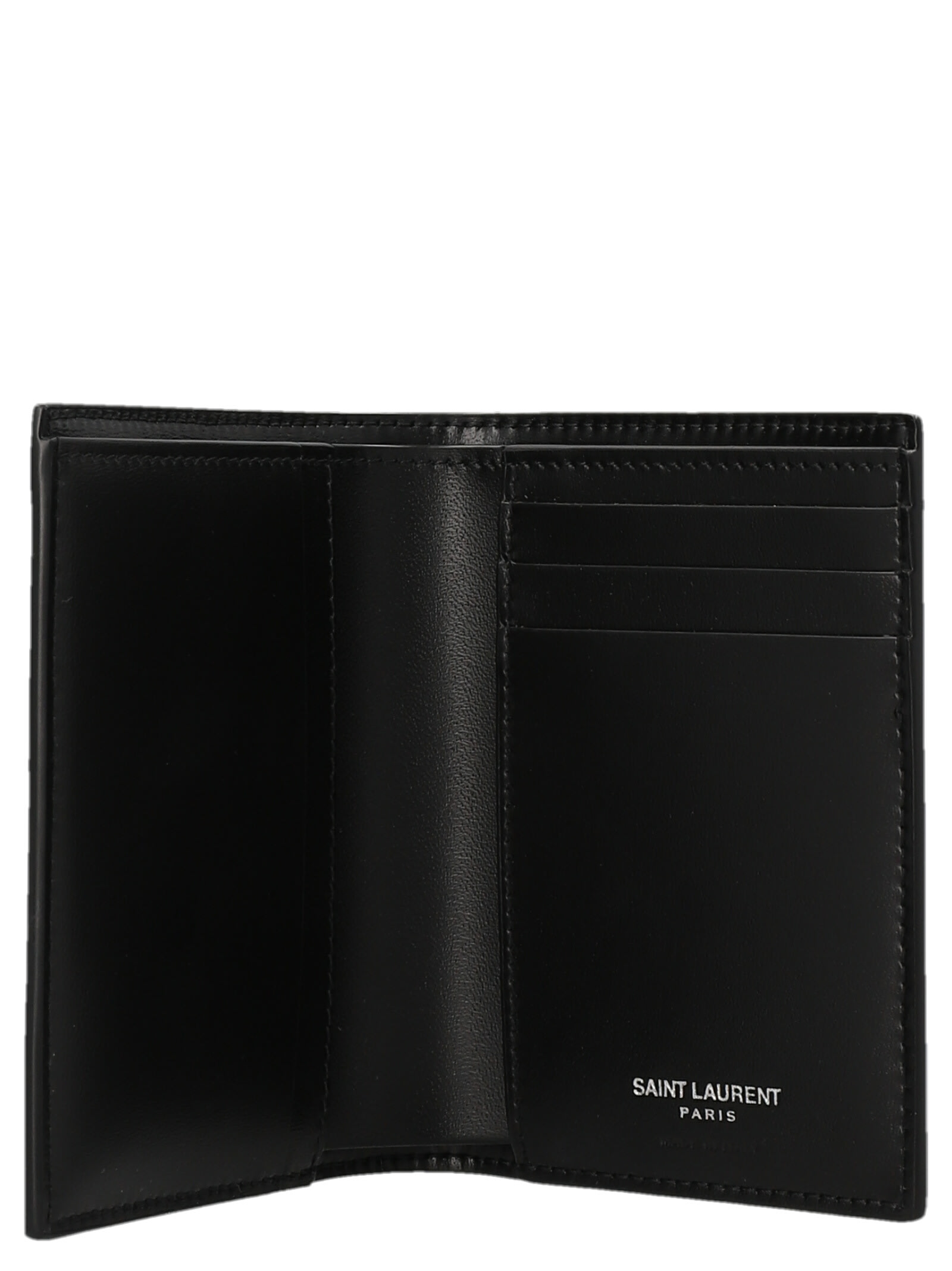 Saint Laurent Cassandre Shadow East/West Wallet in Grained Leather - Black - Men