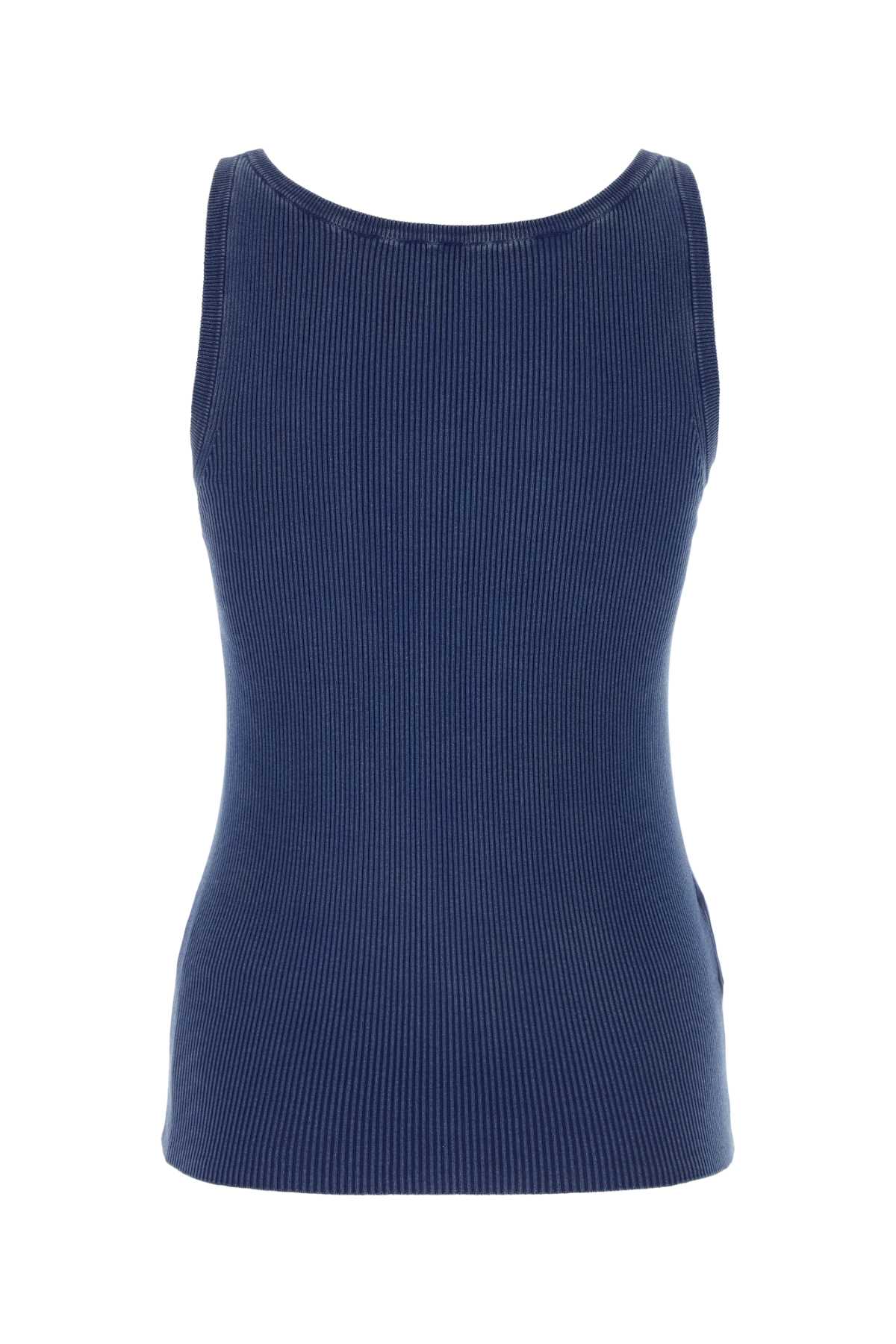 トップス MIUMIU Navy Short Tank Top Miu Miu Cropped Tank Top in Blu & Amaranto | FWRD