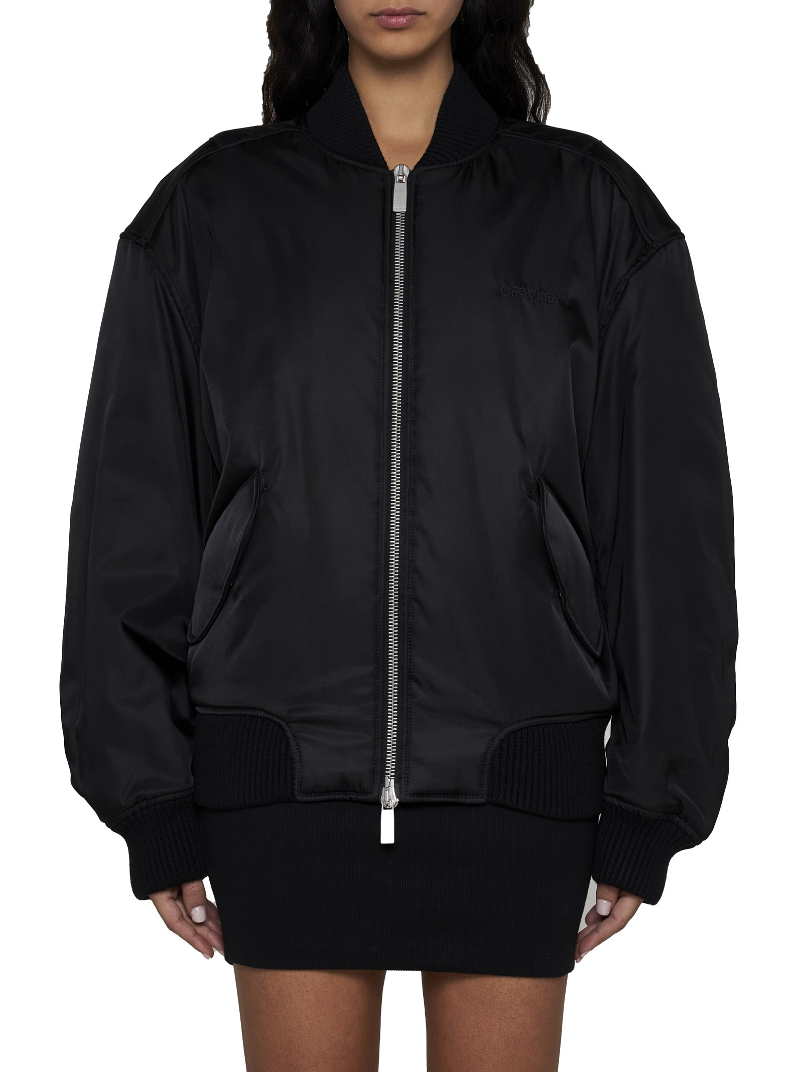 Off-White Black Nylon Blend Bomber Jacket | italist, ALWAYS