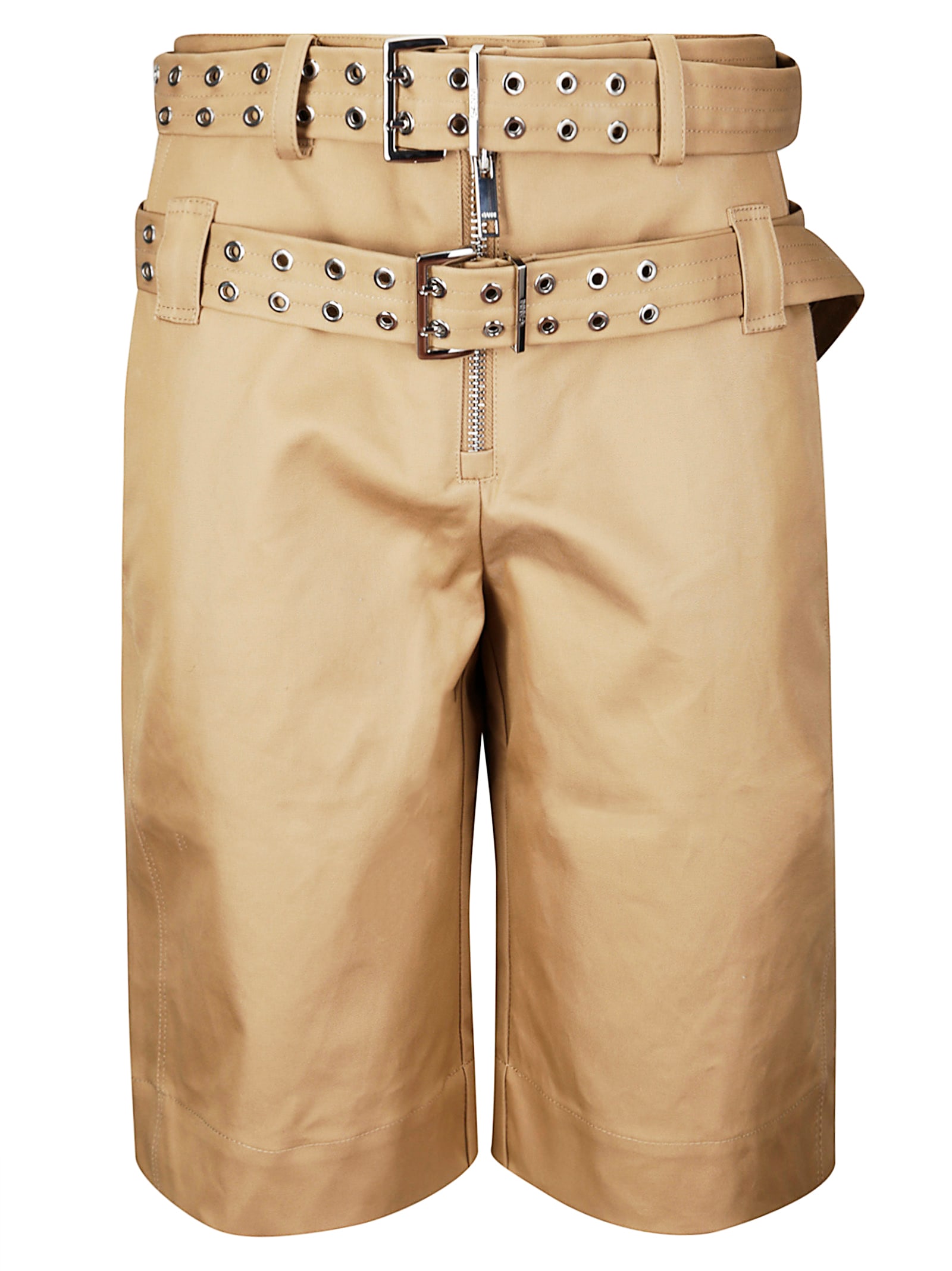 Ganni Bonded Cotton Belt Shorts | italist