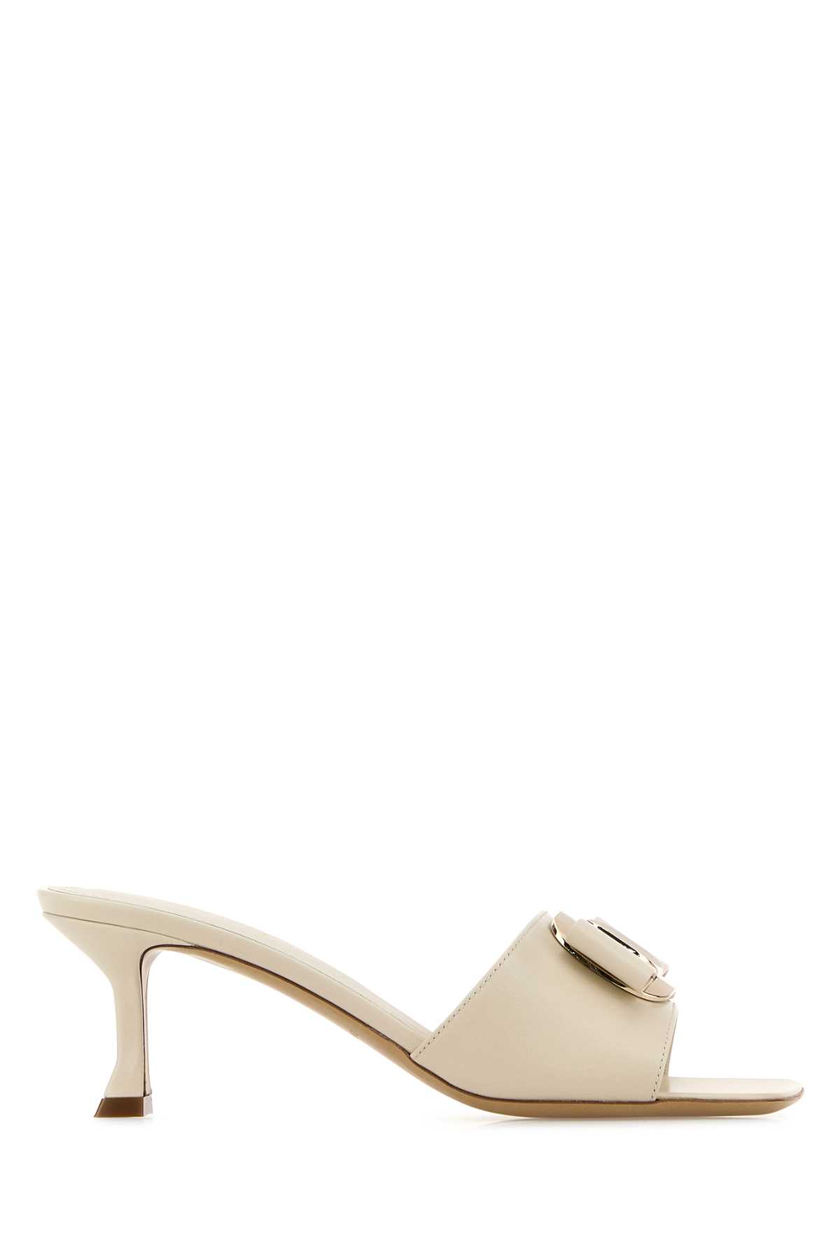 サンダル・ミュール SALVATORE FERRAGAMO IVORY LEATHER ZELIE MULES SALVATORE FERRAGAMO SABOT| Fashionable Ferragamo Mules