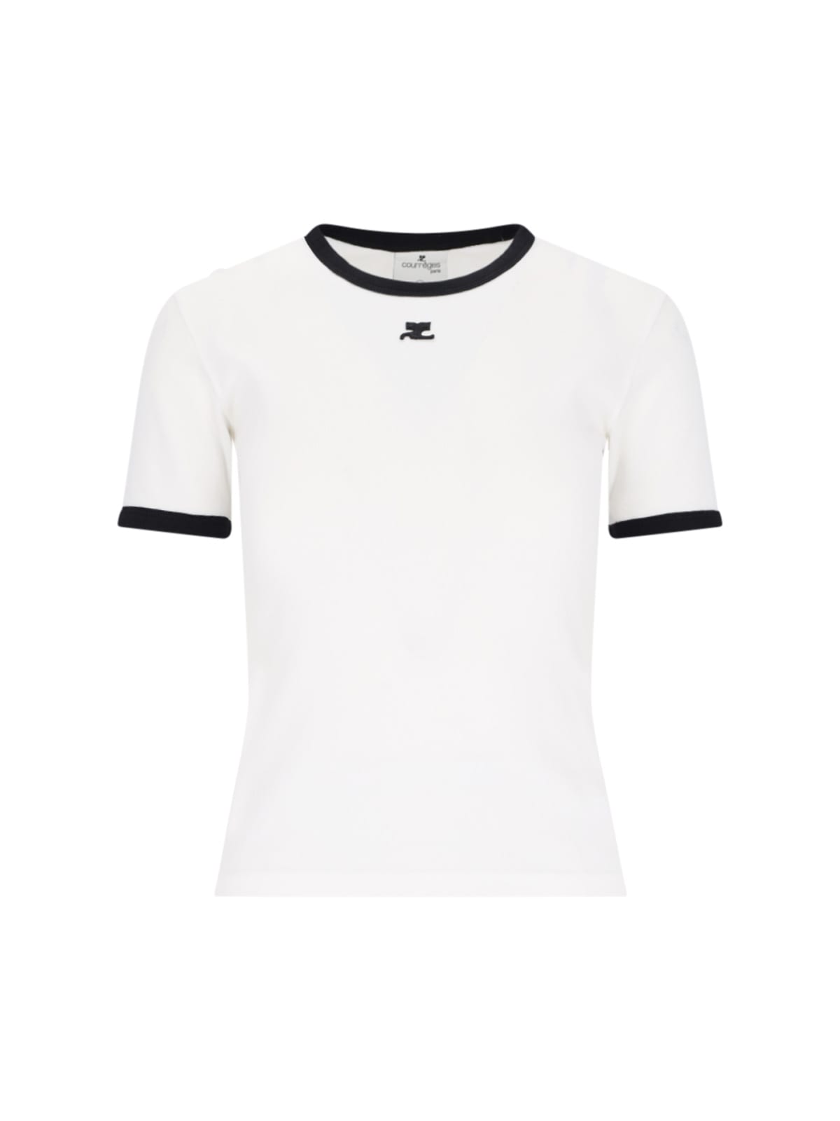 トップス vintage courreges center logo tee ez Courreges Vintage Logo Embroidered T-shirt Short Sleeve Top