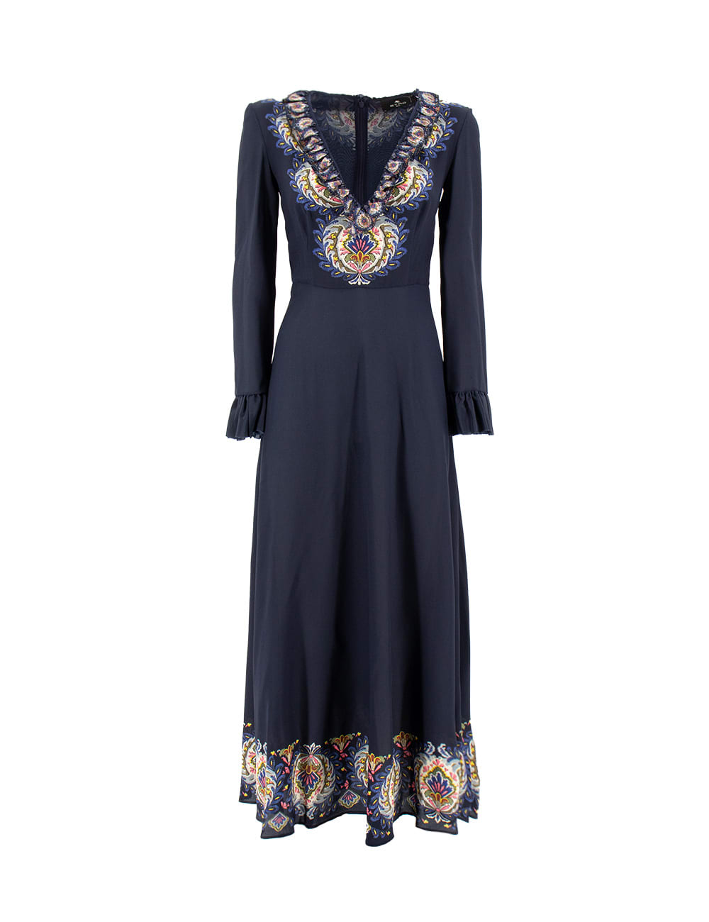 paisley-printed plunging v-neck maxi dress