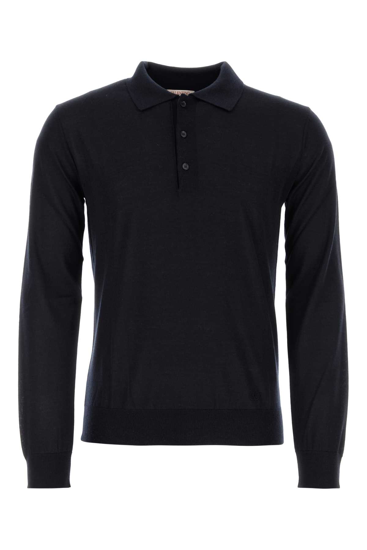 ポロシャツ Valentino Garavani Midnight Blue Cashmere Blend Polo Shirt Valentino Garavani Midnight Blue Cashmere Blend Polo Shirt