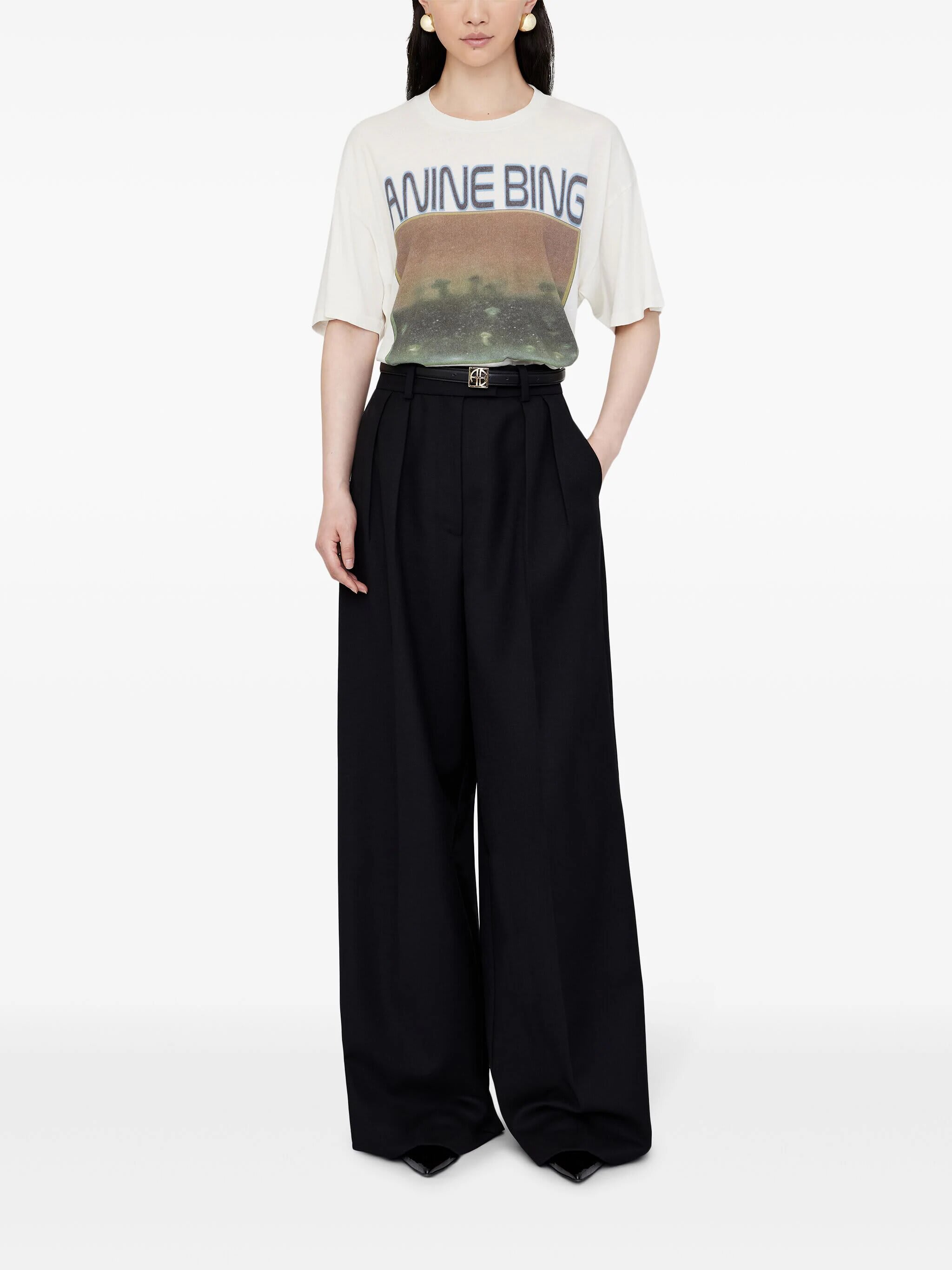 トップス ANINE BING CADE T deuxiemeclasse ANINE BING Cade Tee Mushrooms - Off White