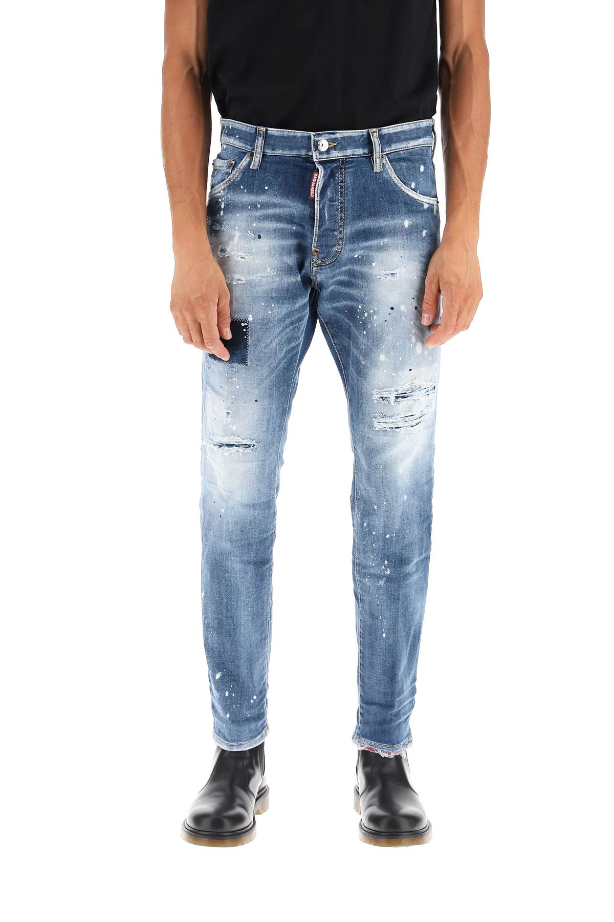 Dsquared2 Red Peekaboo Wash Cool Guy Cropped Jeans | italist