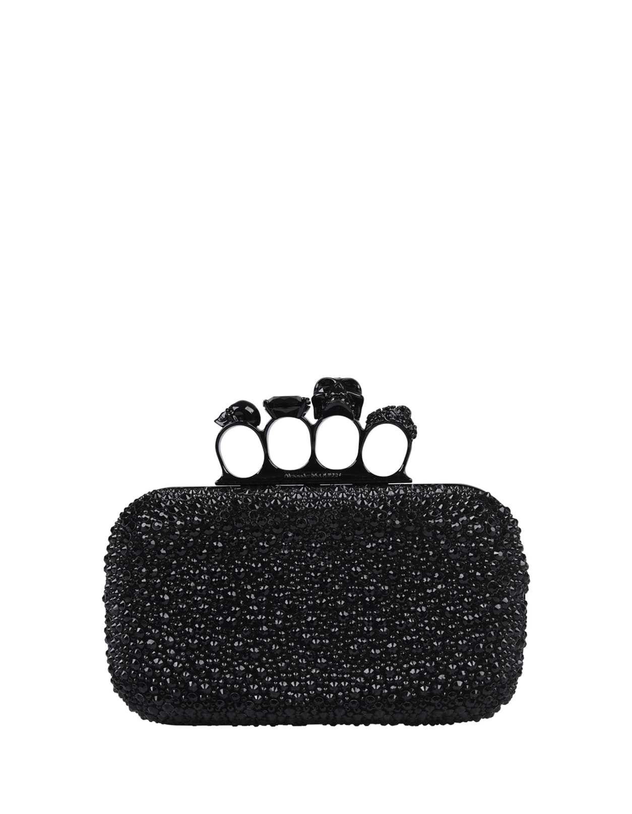 【送料&関税込】Alexander McQueen Black Skull Four Ring Clut Alexander McQueen Black Skull Four Ring Clutch Bag With