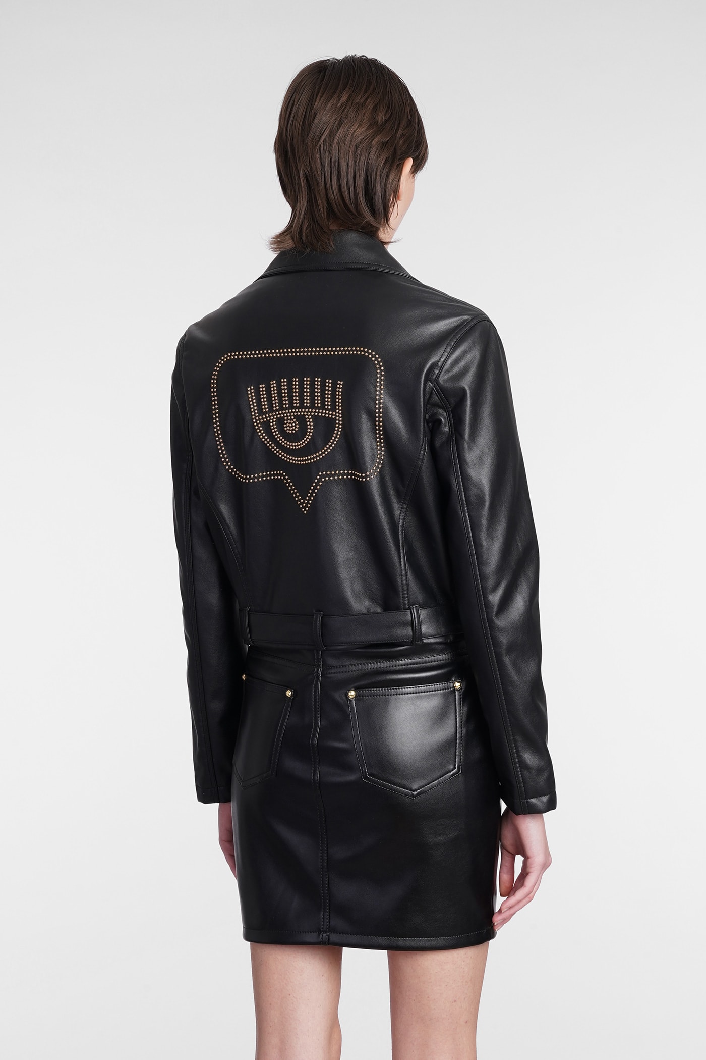 Chiara Ferragni Leather Jacket In Black Polyester | italist