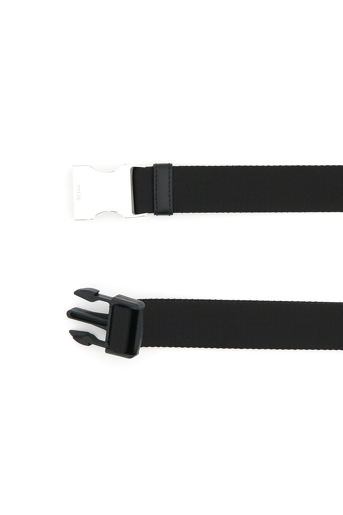 PRADA: belt in nylon ribbon with micro bag - Black | Prada belt 1CN073 BV1  online at