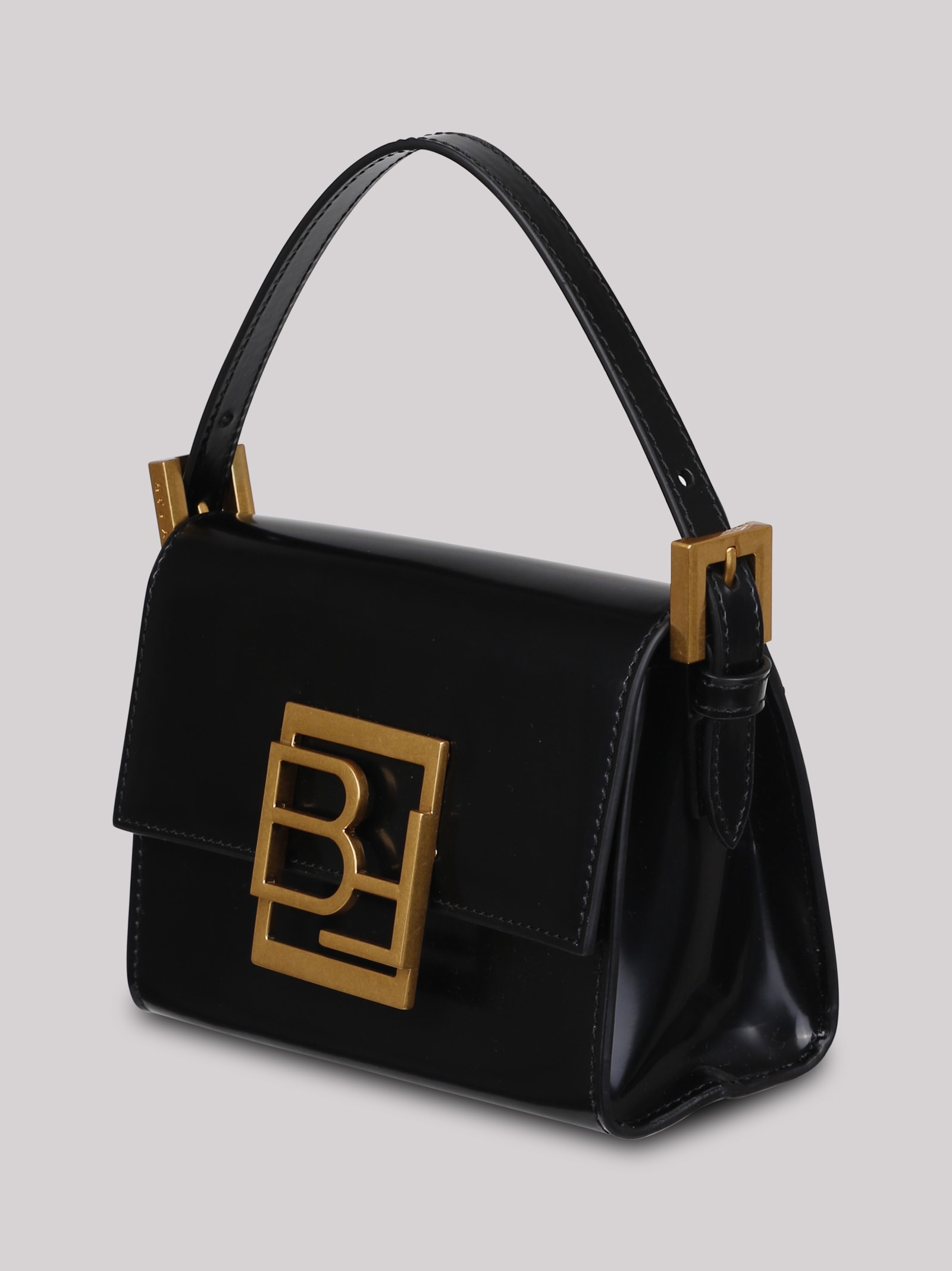 by Far - Black Patent Leather Fran Logo Plaque Tote Bag